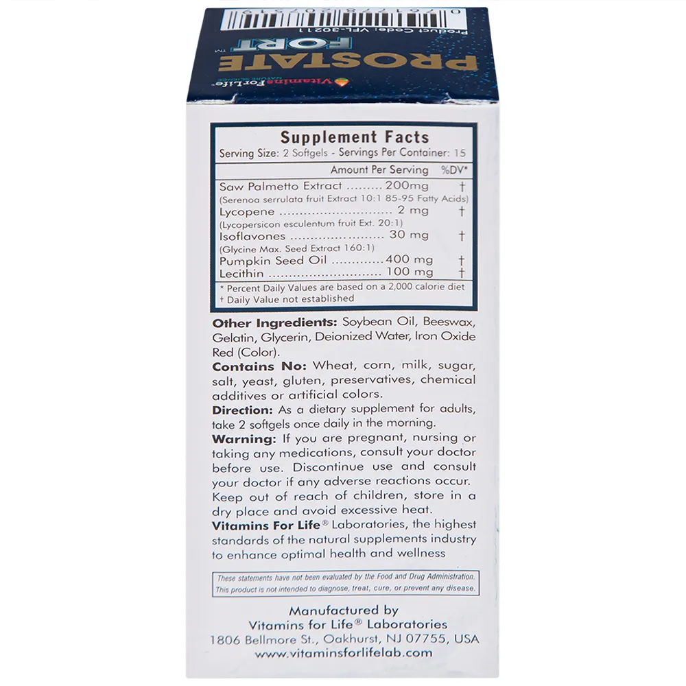 VIÊN UỐNG HỖ TRỢ SỨC KHỎE TUYẾN TIỀN LIỆT NAM GIỚI PROSTATE FORT 200MG VITAMINS FOR LIFE 30V 11
