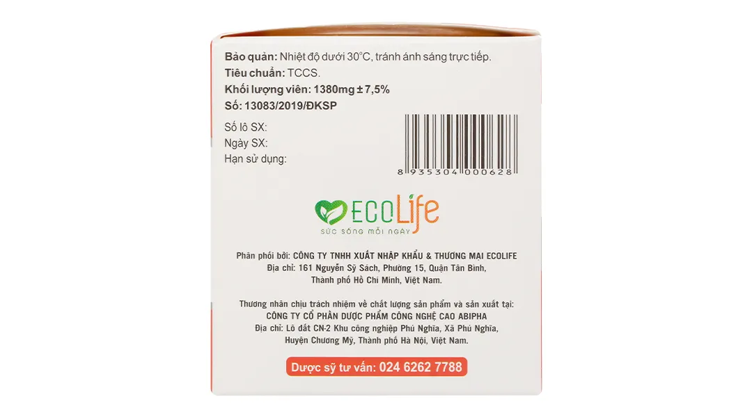 Viên Uống Hỗ Trợ Sụn/Khớp Ecolife Glucosamin hộp 60 viên 4