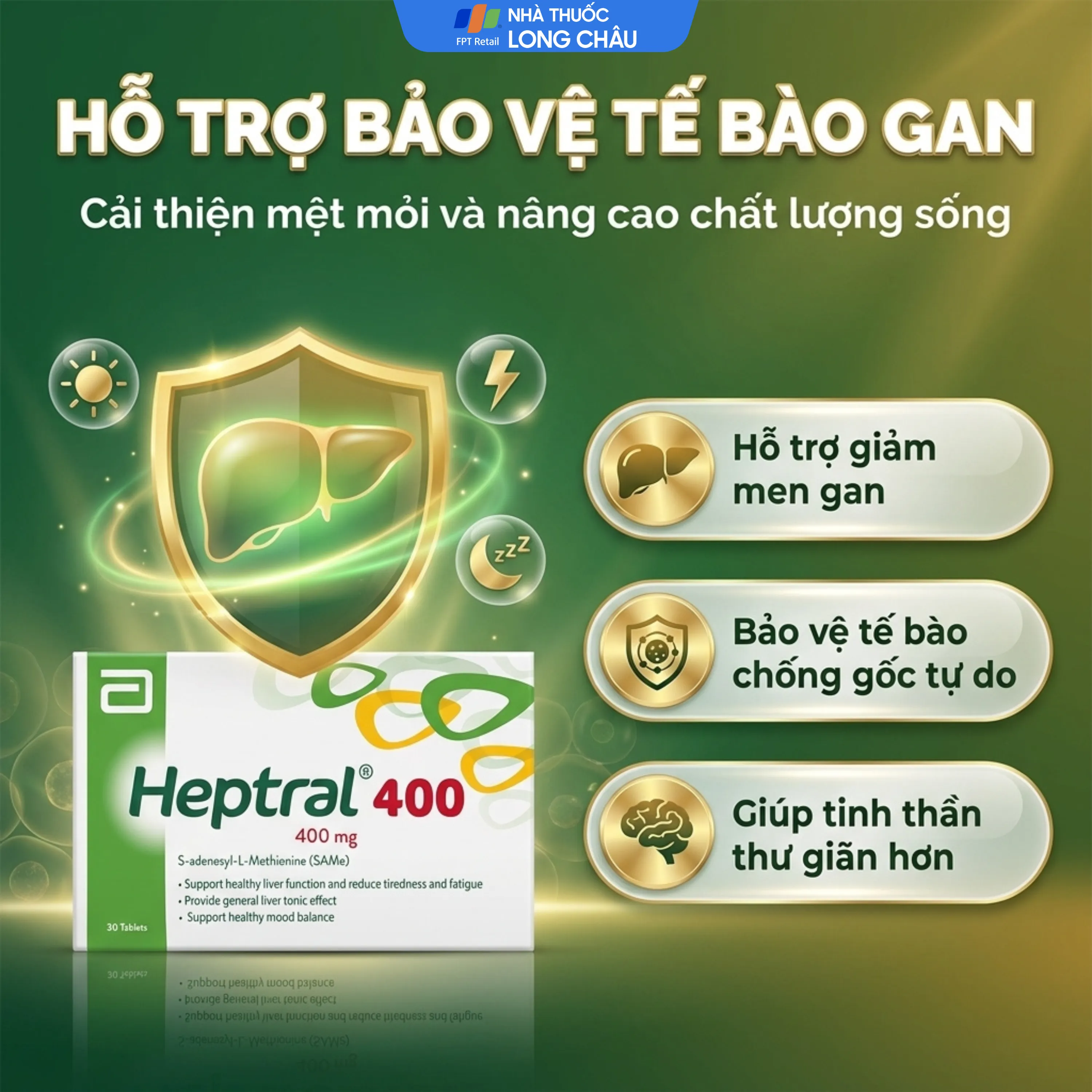 VIÊN UỐNG HỖ TRỢ TĂNG CƯỜNG CHỨC NĂNG GAN HEPTRAL 400MG ABBOTT 3X10 2