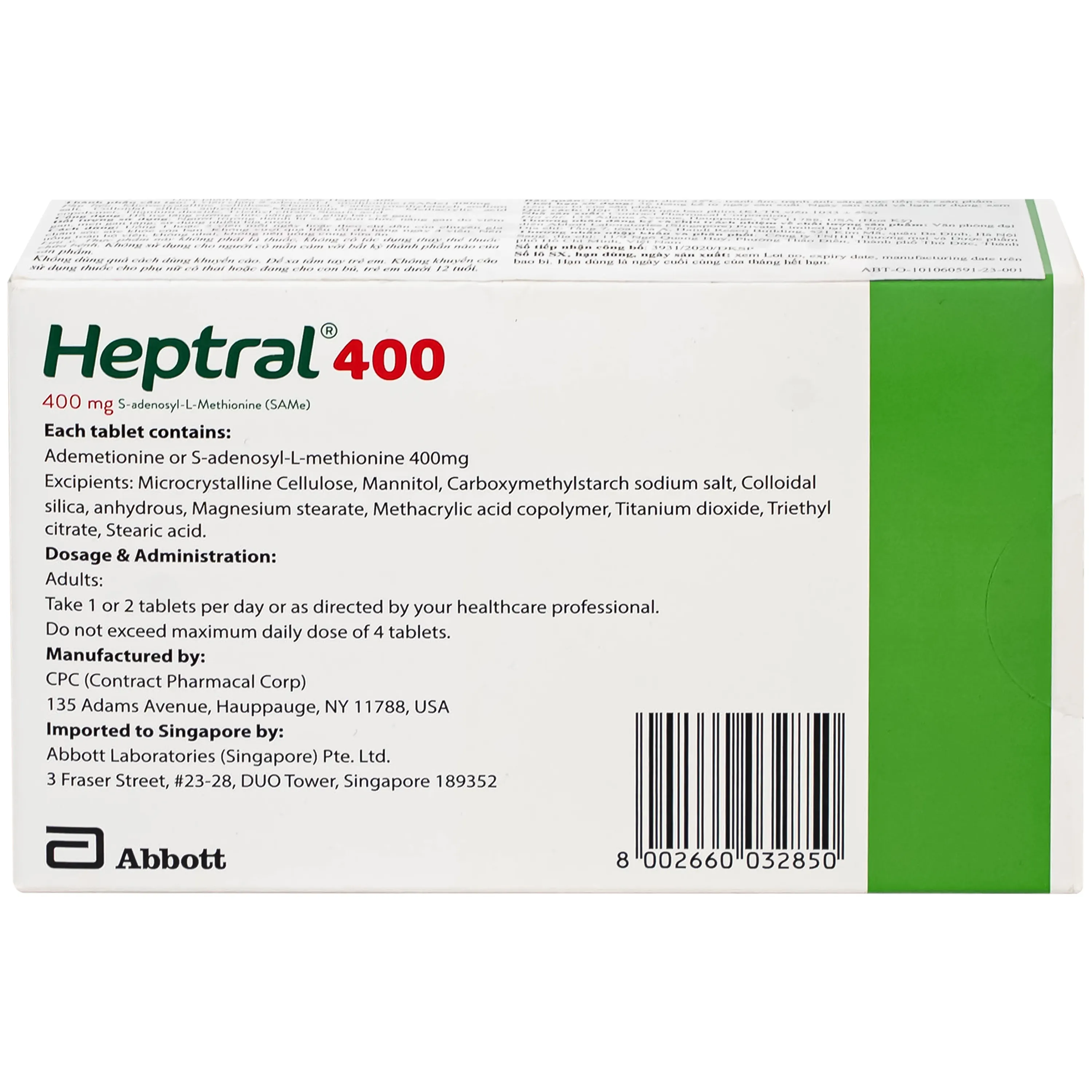 VIÊN UỐNG HỖ TRỢ TĂNG CƯỜNG CHỨC NĂNG GAN HEPTRAL 400MG ABBOTT 3X10 4