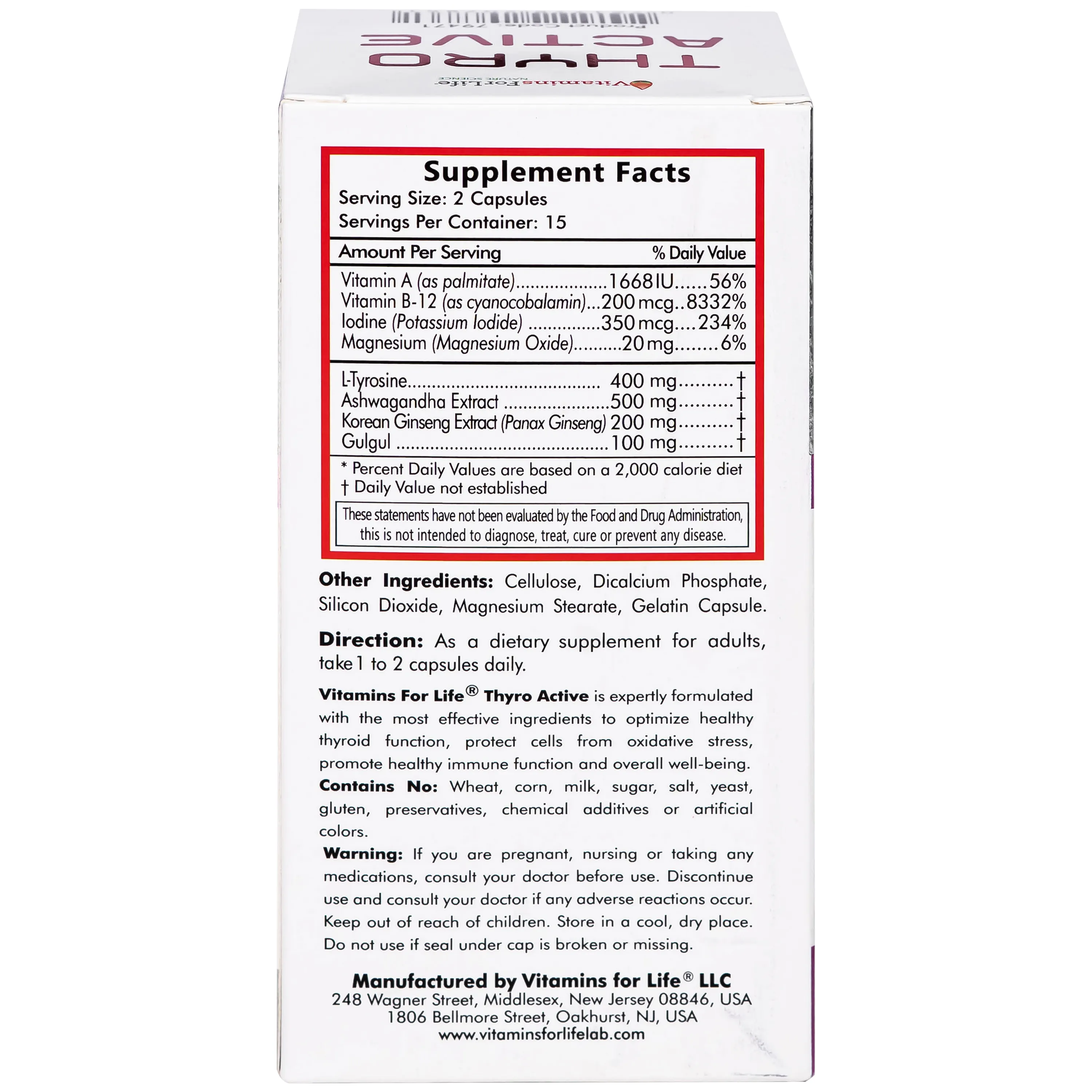 VIÊN UỐNG HỖ TRỢ TĂNG CƯỜNG CHỨC NĂNG TUYẾN GIÁP THYRO ACTIVE VITAMINS FOR LIFE 30V 7