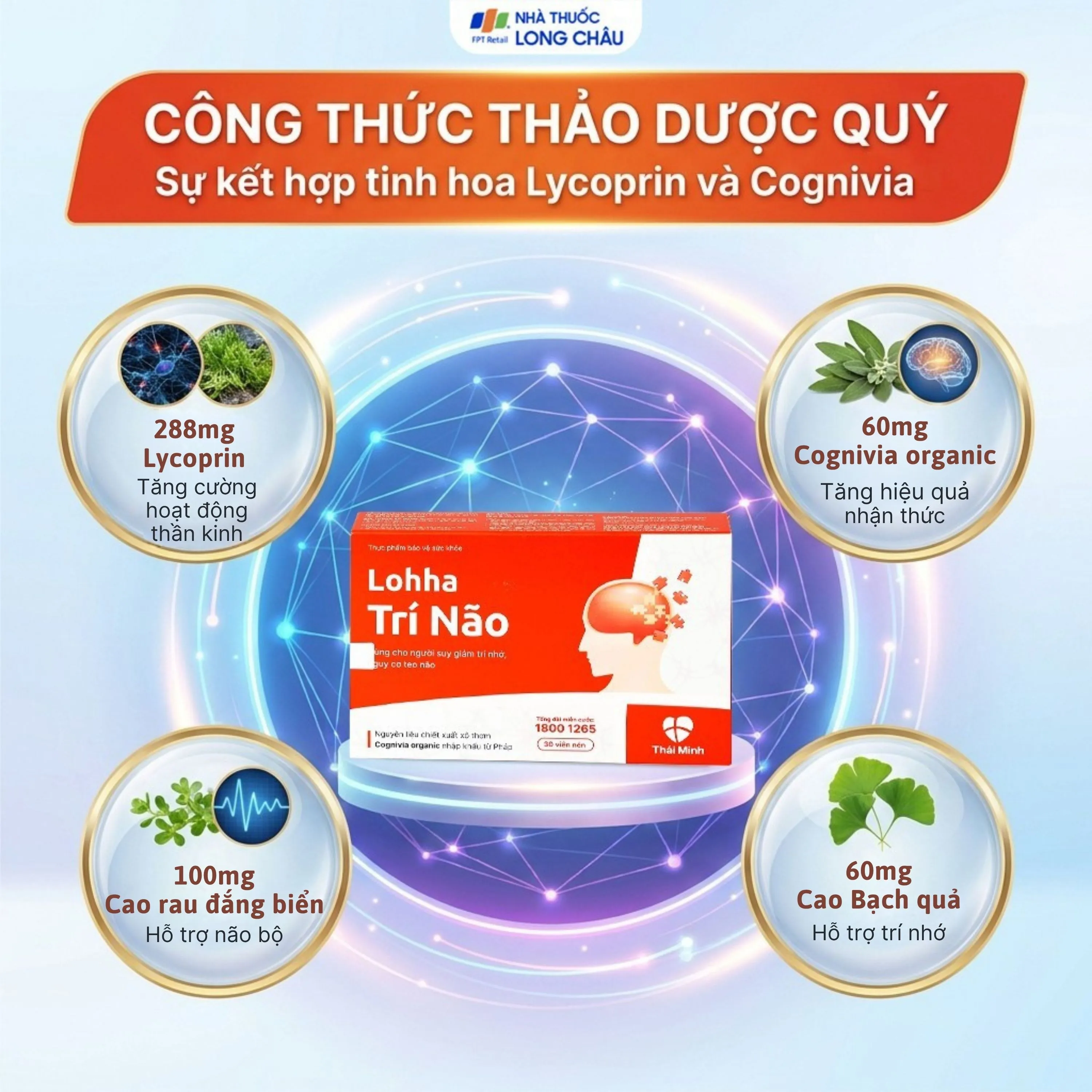 VIÊN UỐNG HỖ TRỢ TĂNG CƯỜNG HOẠT ĐỘNG CỦA TRÍ NÃO LOHHA TRÍ NÃO THÁI MINH 3X10 3
