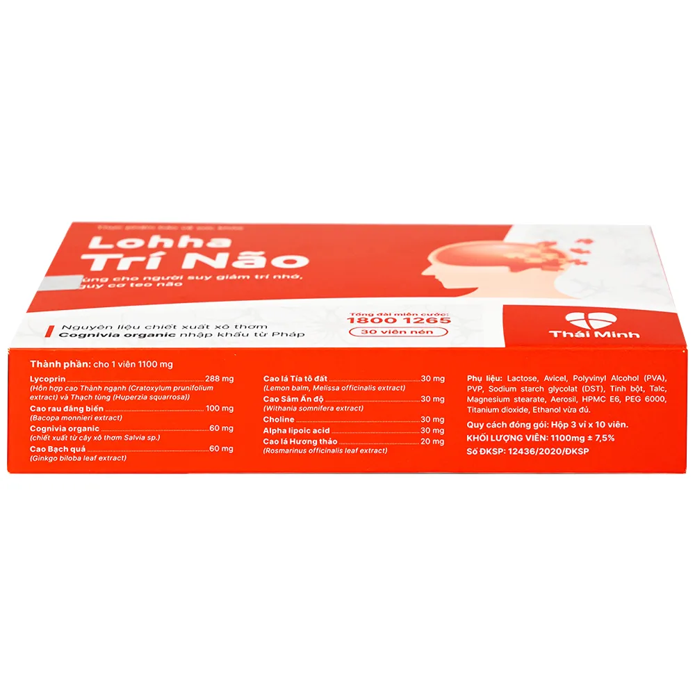 VIÊN UỐNG HỖ TRỢ TĂNG CƯỜNG HOẠT ĐỘNG CỦA TRÍ NÃO LOHHA TRÍ NÃO THÁI MINH 3X10 9