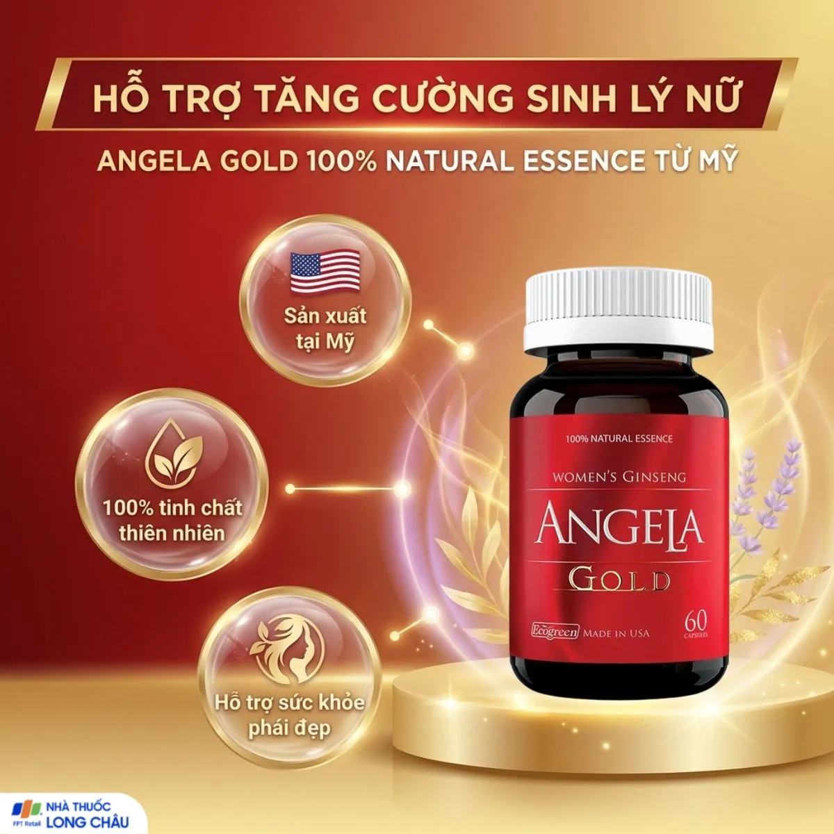 VIÊN UỐNG HỖ TRỢ TĂNG CƯỜNG SINH LÝ NỮ ANGELA GOLD ECOGREEN 60V 2