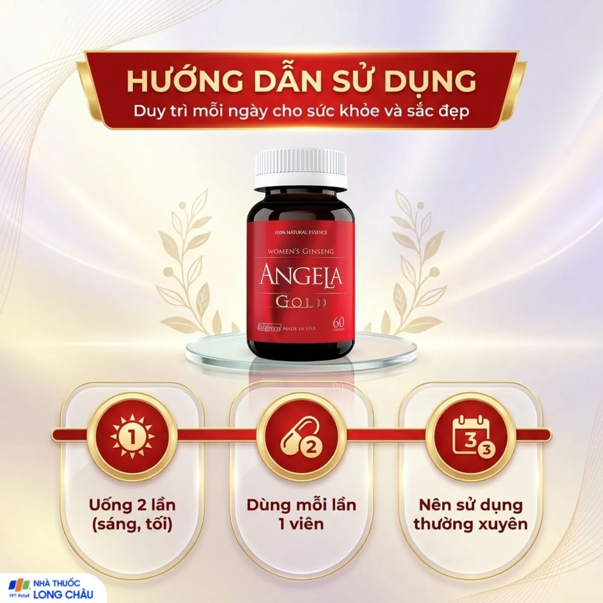 VIÊN UỐNG HỖ TRỢ TĂNG CƯỜNG SINH LÝ NỮ ANGELA GOLD ECOGREEN 60V 5
