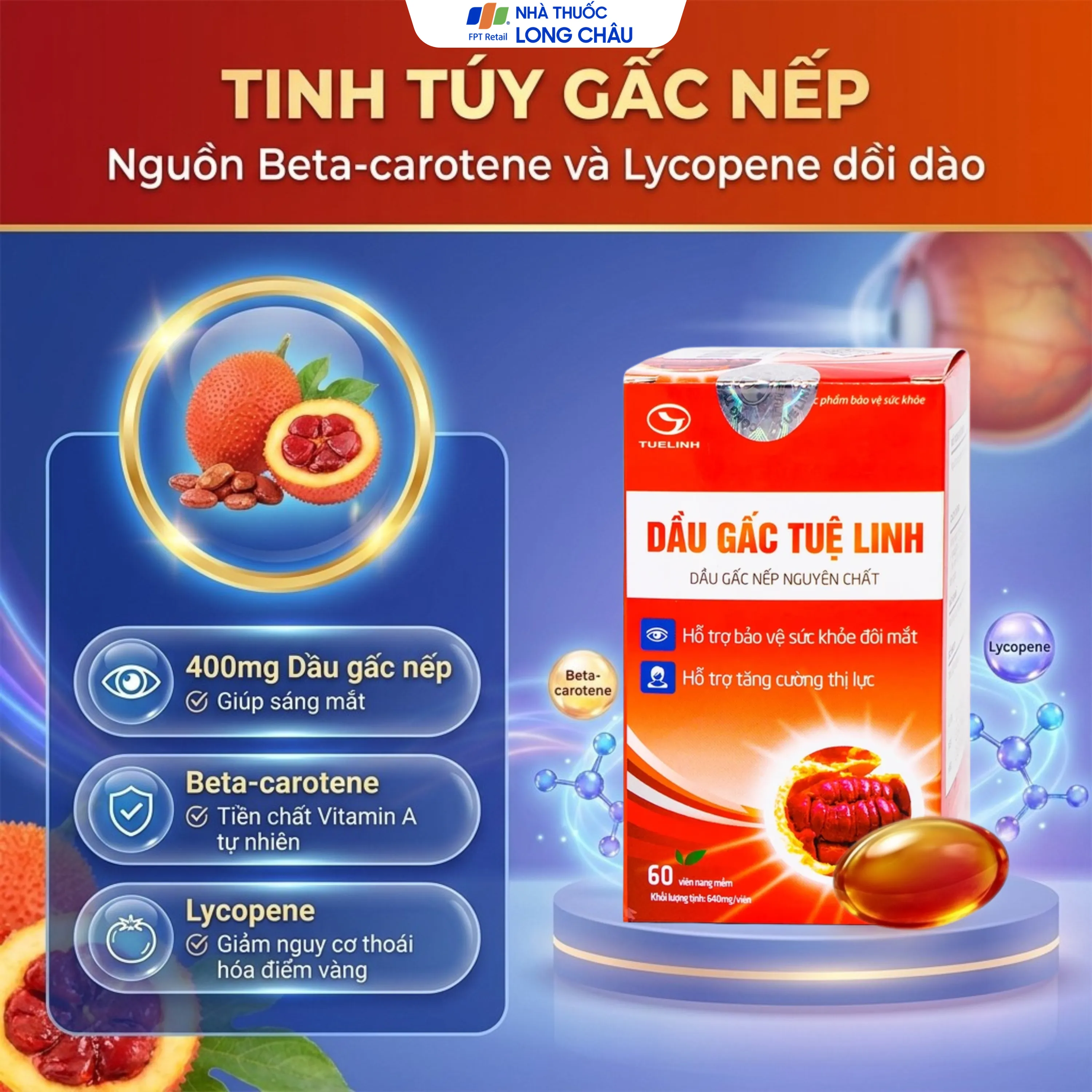 VIÊN UỐNG HỖ TRỢ TĂNG CƯỜNG THỊ LỰC DẦU GẤC TUỆ LINH 60V 2