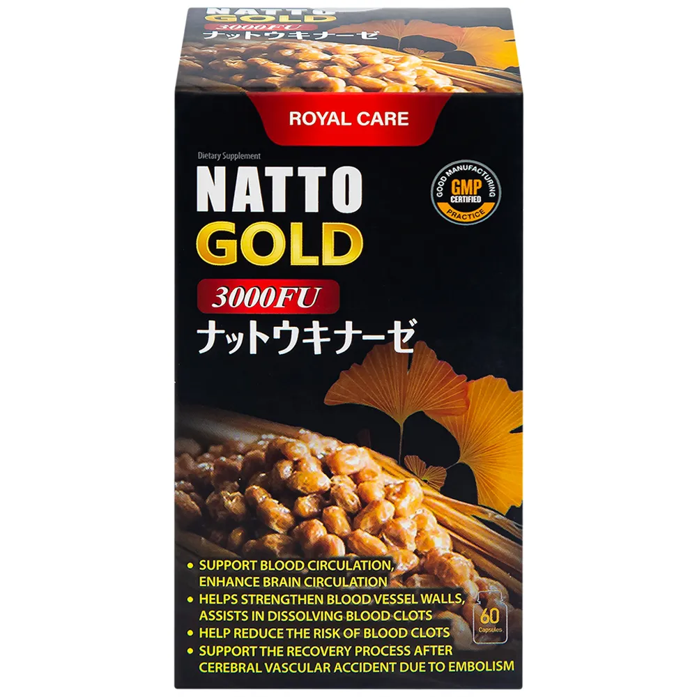 VIÊN UỐNG HỖ TRỢ TĂNG CƯỜNG TUẦN HOÀN NÃO NATTO GOLD 3000FU ROYAL CARE 60V 4
