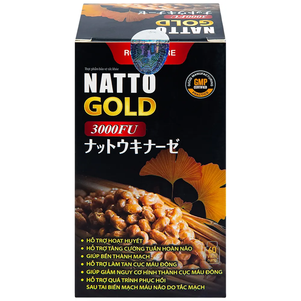 VIÊN UỐNG HỖ TRỢ TĂNG CƯỜNG TUẦN HOÀN NÃO NATTO GOLD 3000FU ROYAL CARE 60V 8