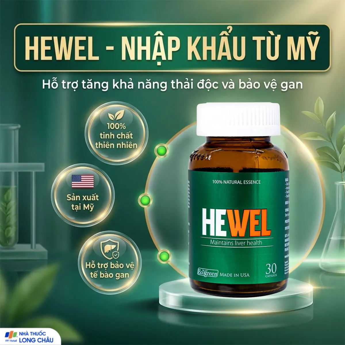 VIÊN UỐNG HỖ TRỢ TĂNG KHẢ NĂNG THẢI ĐỘC GAN HEWEL ECOGREEN 30V 2