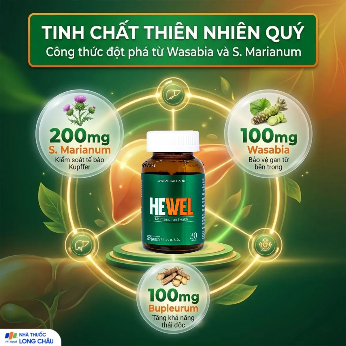 VIÊN UỐNG HỖ TRỢ TĂNG KHẢ NĂNG THẢI ĐỘC GAN HEWEL ECOGREEN 30V 4