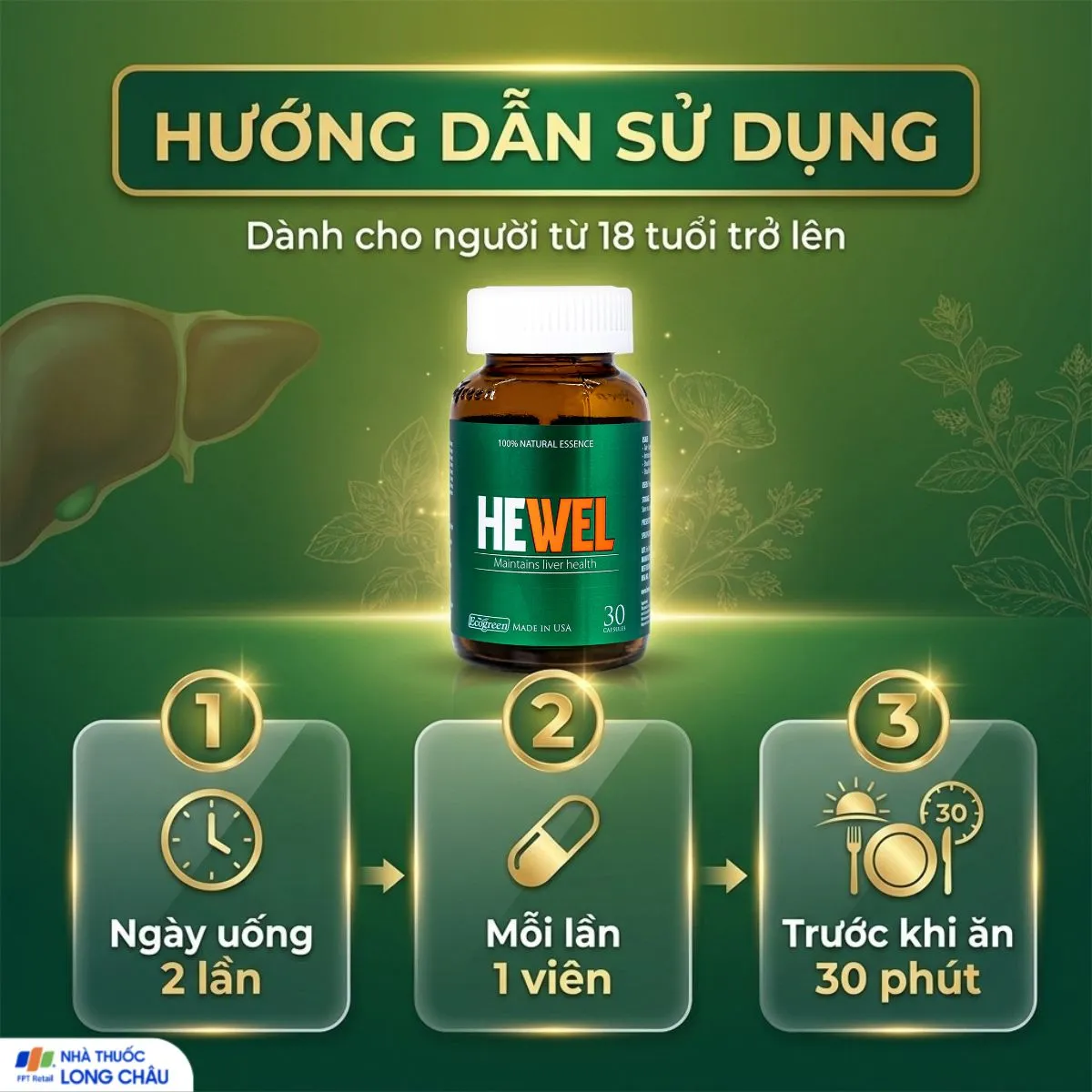 VIÊN UỐNG HỖ TRỢ TĂNG KHẢ NĂNG THẢI ĐỘC GAN HEWEL ECOGREEN 30V 5
