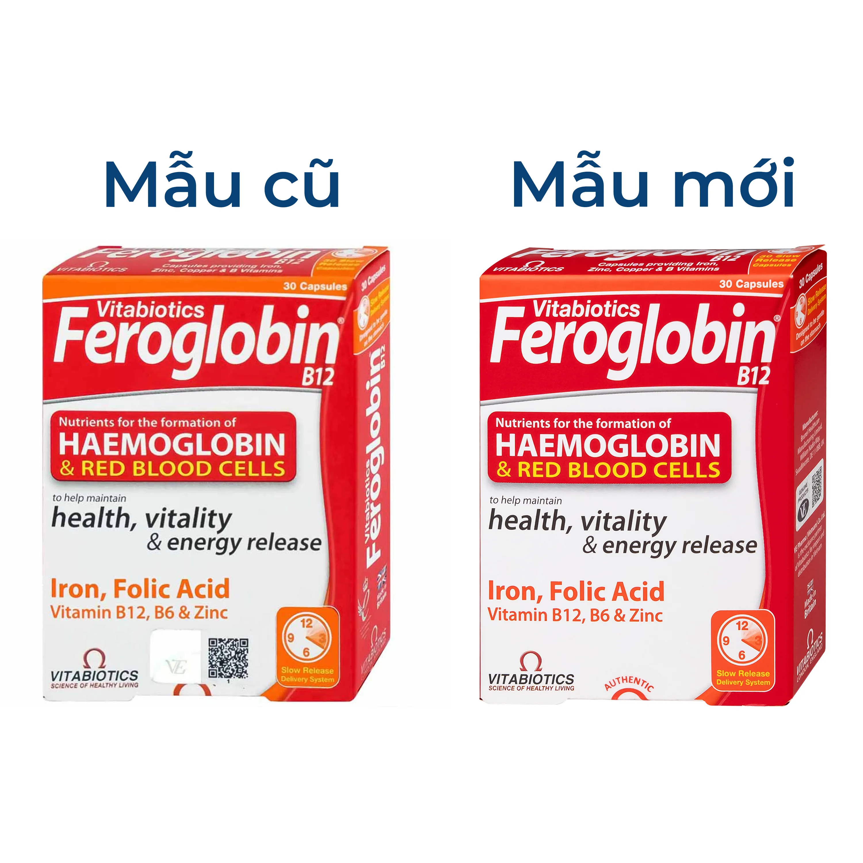 VIÊN UỐNG HỖ TRỢ TĂNG KHẢ NĂNG TẠO MÁU FEROGLOBIN B12 VITABIOTICS 30V 5