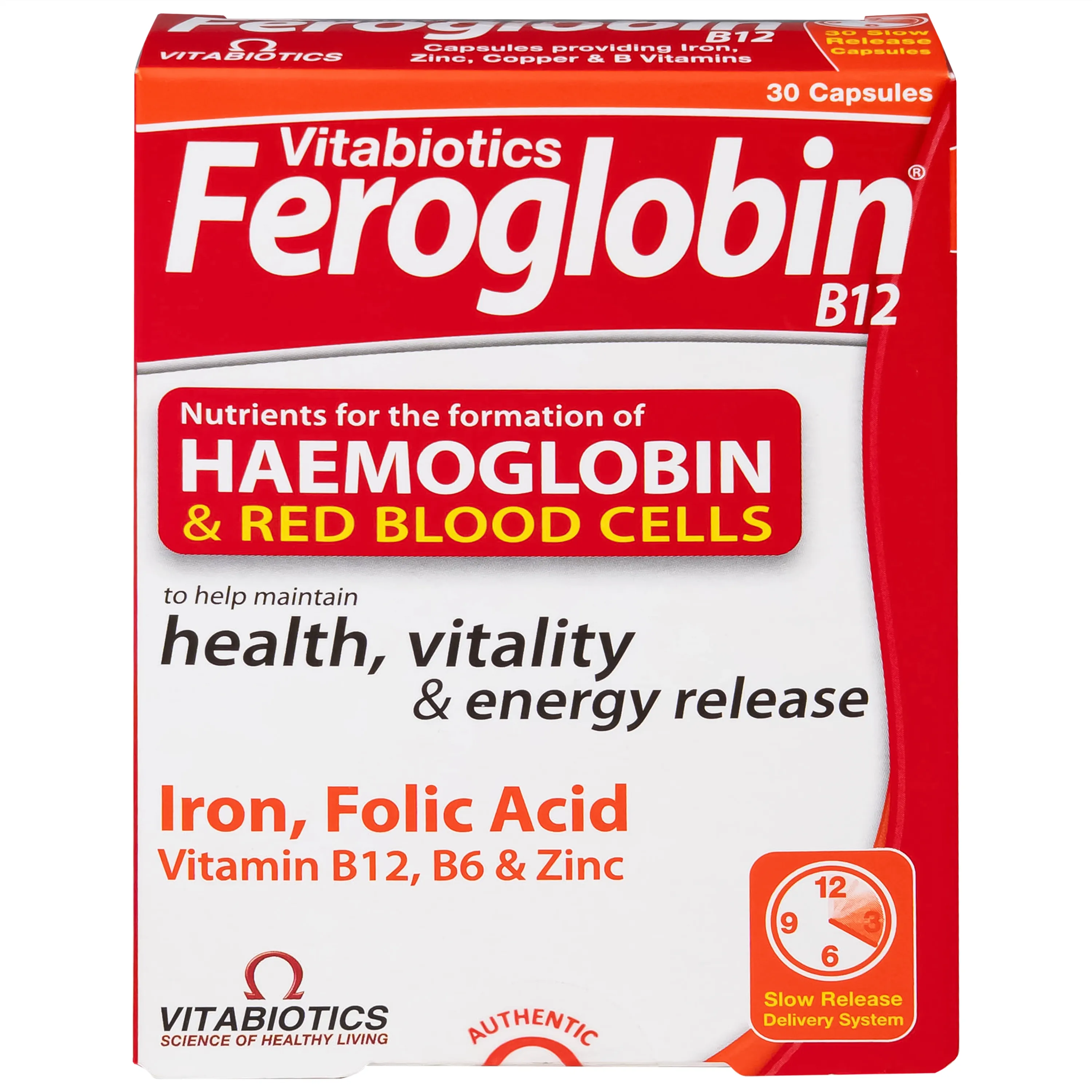 VIÊN UỐNG HỖ TRỢ TĂNG KHẢ NĂNG TẠO MÁU FEROGLOBIN B12 VITABIOTICS 30V 8