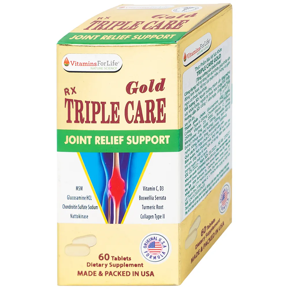 VIÊN UỐNG HỖ TRỢ TĂNG TIẾT DỊCH KHỚP TRIPLE CARE GOLD VITAMINS FOR LIFE 60V 7