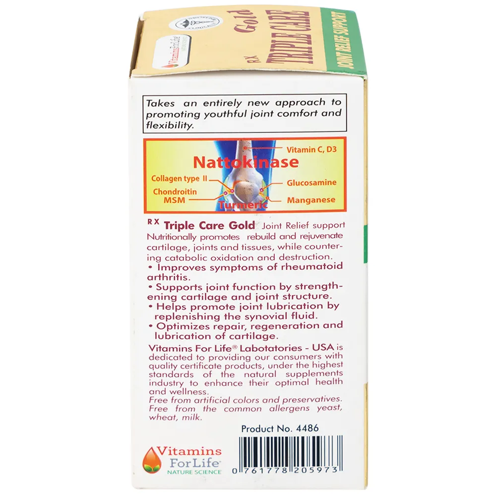 VIÊN UỐNG HỖ TRỢ TĂNG TIẾT DỊCH KHỚP TRIPLE CARE GOLD VITAMINS FOR LIFE 60V 10