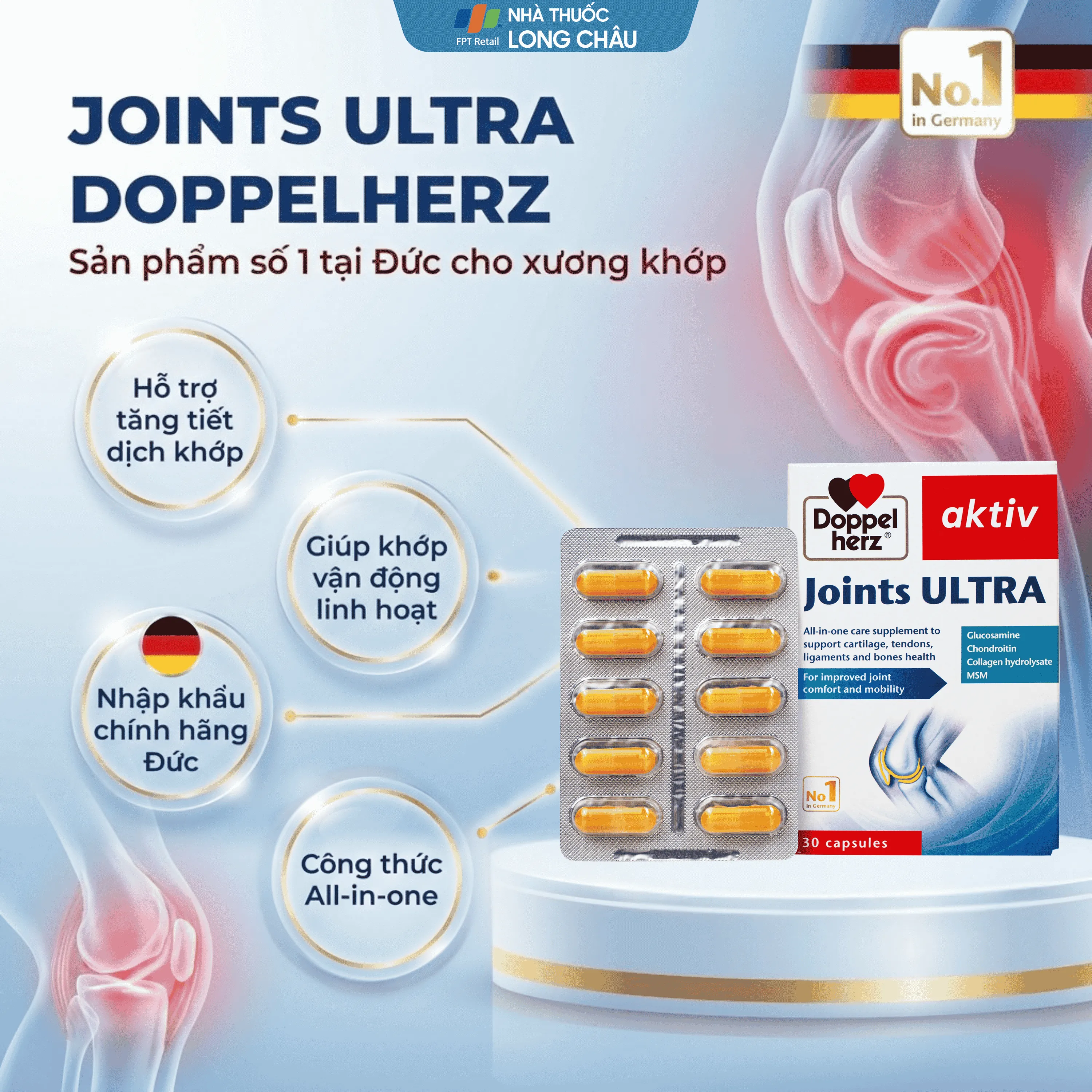 VIÊN UỐNG HỖ TRỢ TĂNG TIẾT DỊCH KHỚP JOINTS ULTRA DOPPELHERZ 3X10 4
