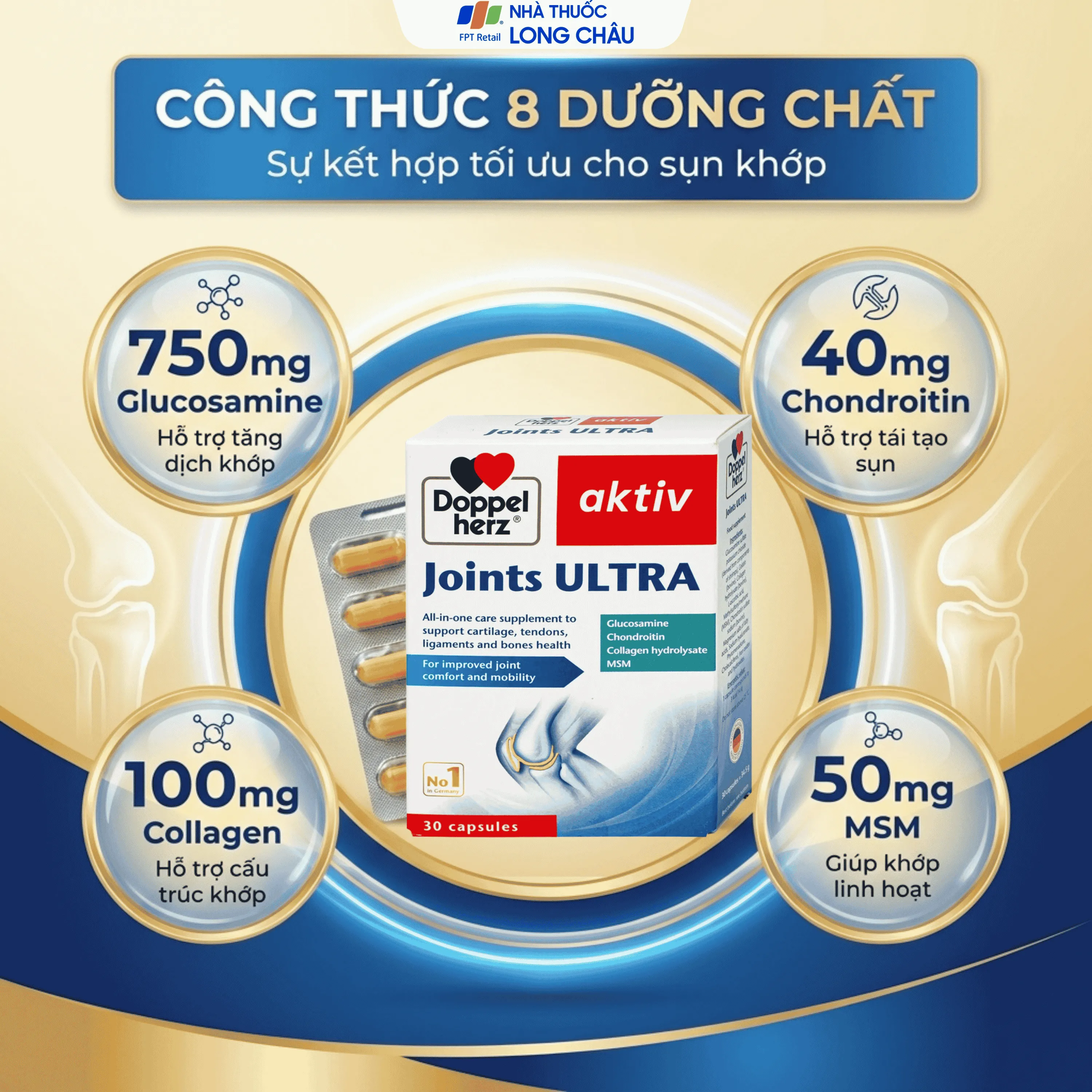 VIÊN UỐNG HỖ TRỢ TĂNG TIẾT DỊCH KHỚP JOINTS ULTRA DOPPELHERZ 3X10 5