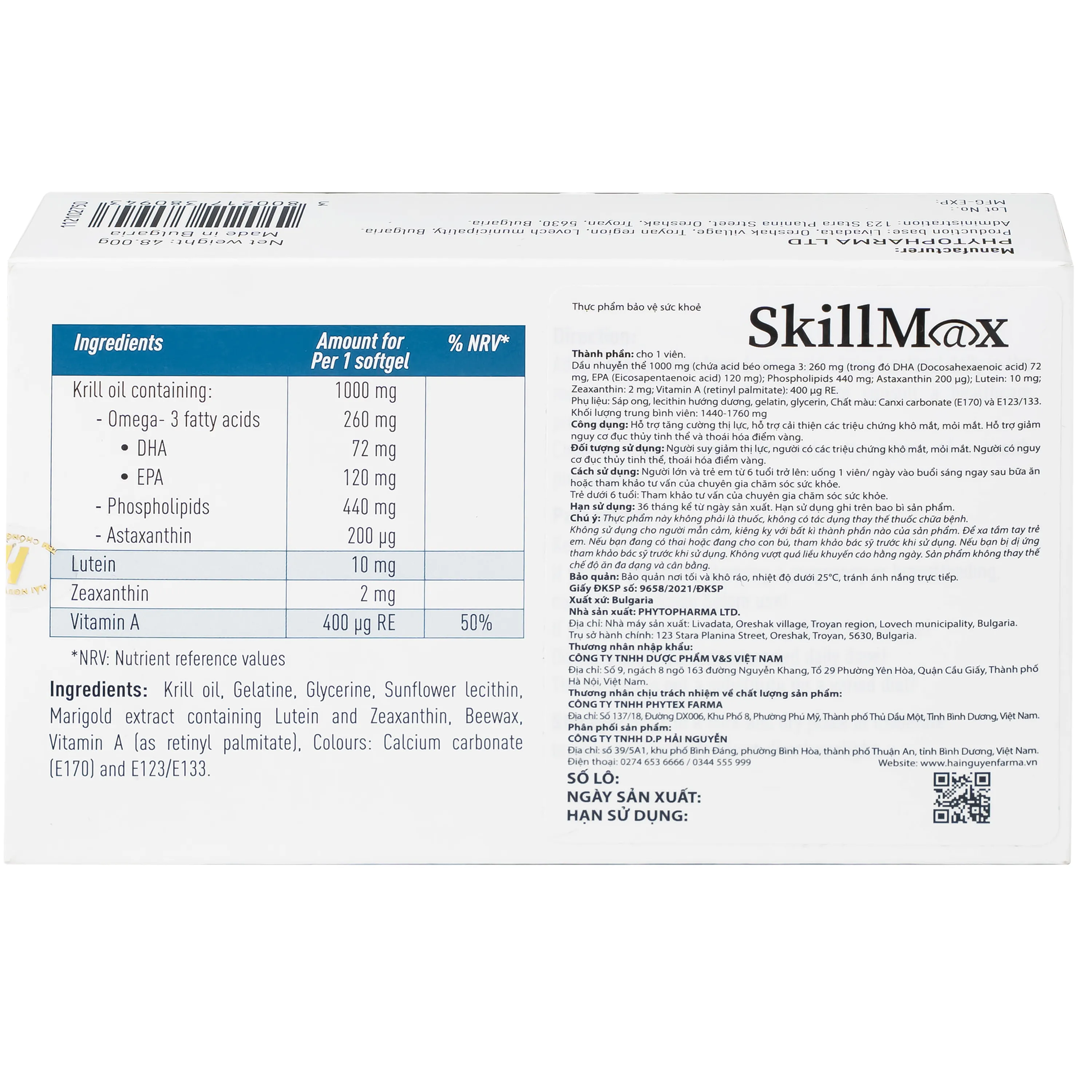 VIÊN UỐNG HỖ TRỢ THỊ LỰC SKILLMAX OCAVILL 2X15 6