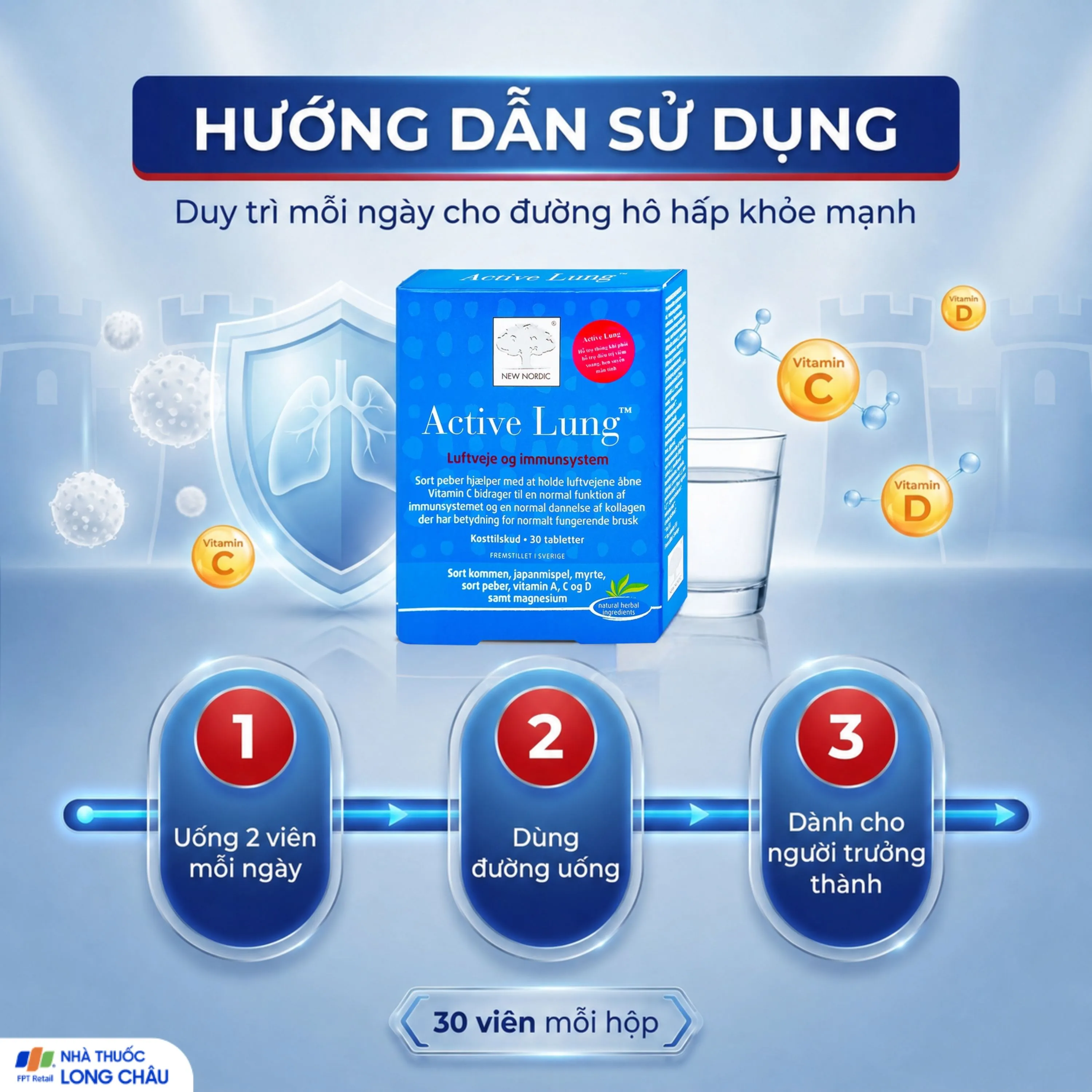 VIÊN UỐNG HỖ TRỢ THÔNG KHÍ PHỔI ACTIVE LUNG NEW NORDIC 2X15 5