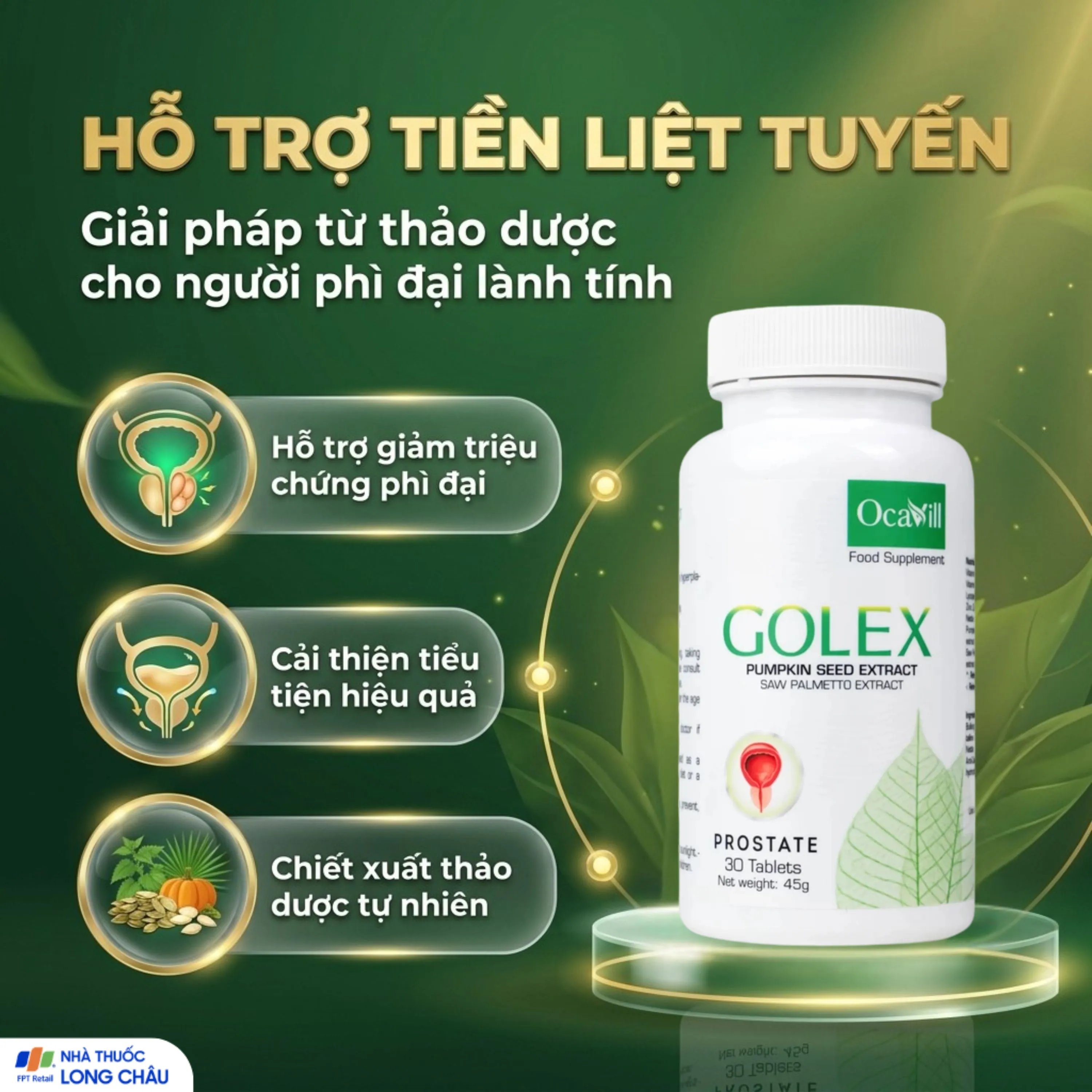 VIÊN UỐNG HỖ TRỢ TIỀN LIỆT TUYẾN - BỔ THẬN GOLEX OCAVILL THE OXFORD 30V 2