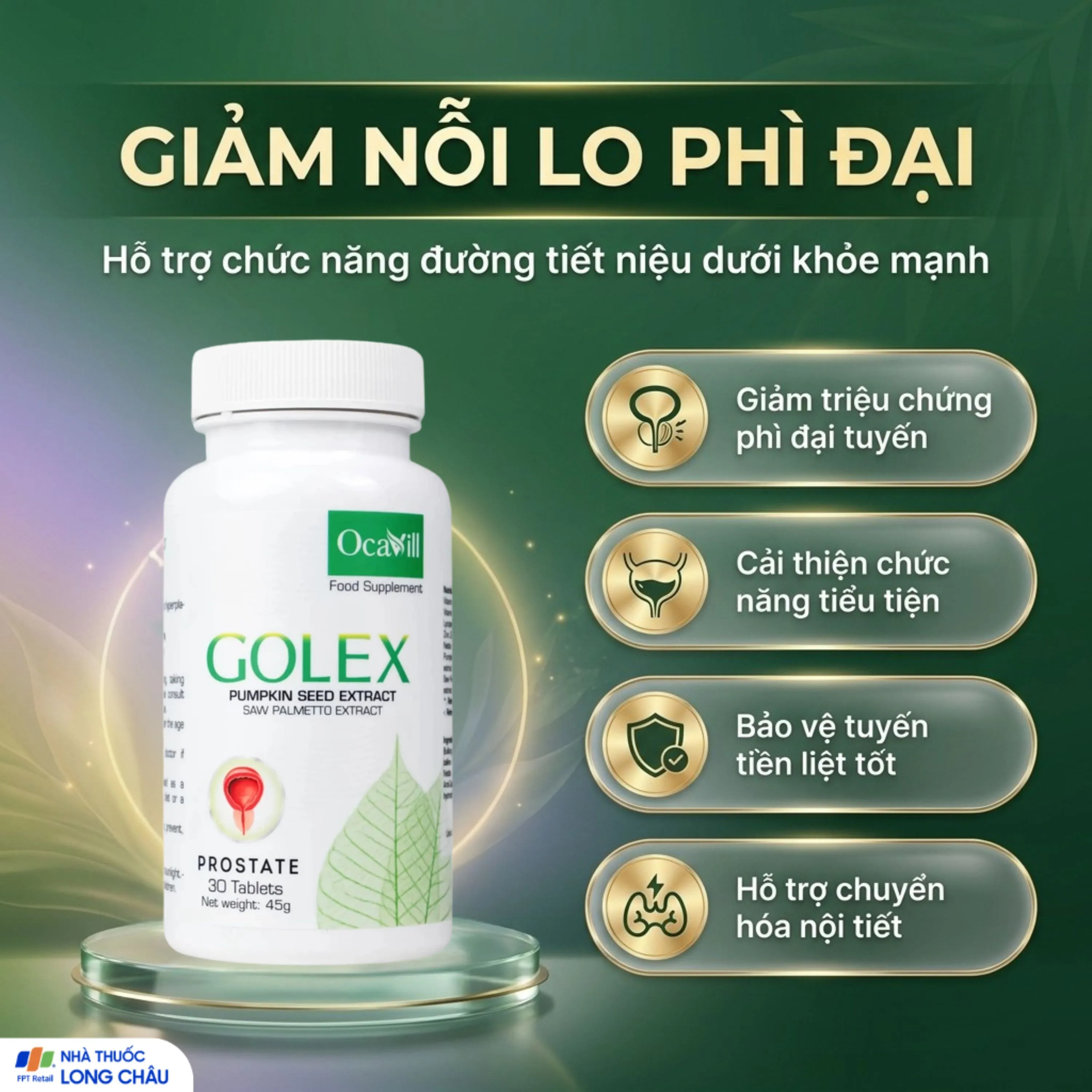 VIÊN UỐNG HỖ TRỢ TIỀN LIỆT TUYẾN - BỔ THẬN GOLEX OCAVILL THE OXFORD 30V 4