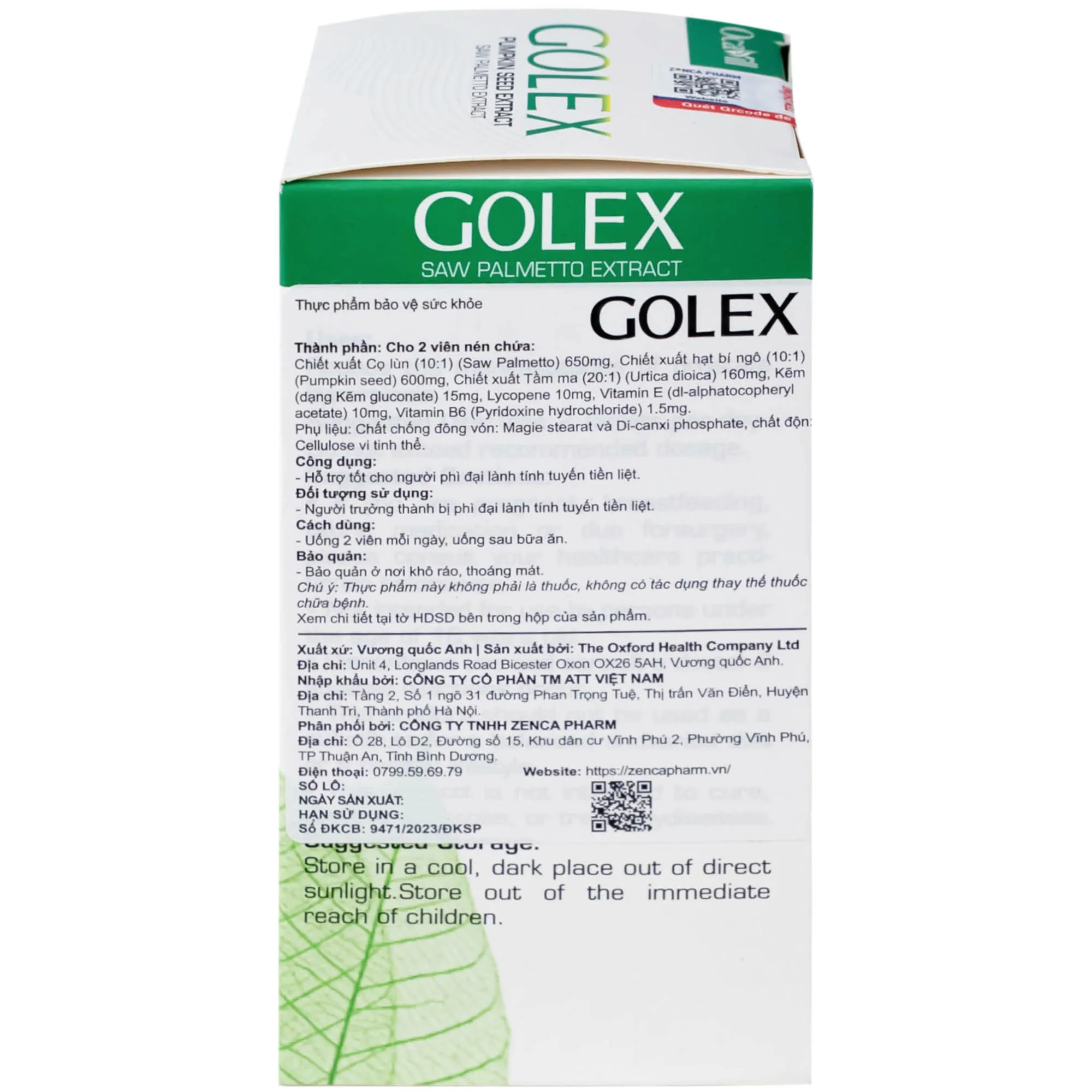 VIÊN UỐNG HỖ TRỢ TIỀN LIỆT TUYẾN - BỔ THẬN GOLEX OCAVILL THE OXFORD 30V 11