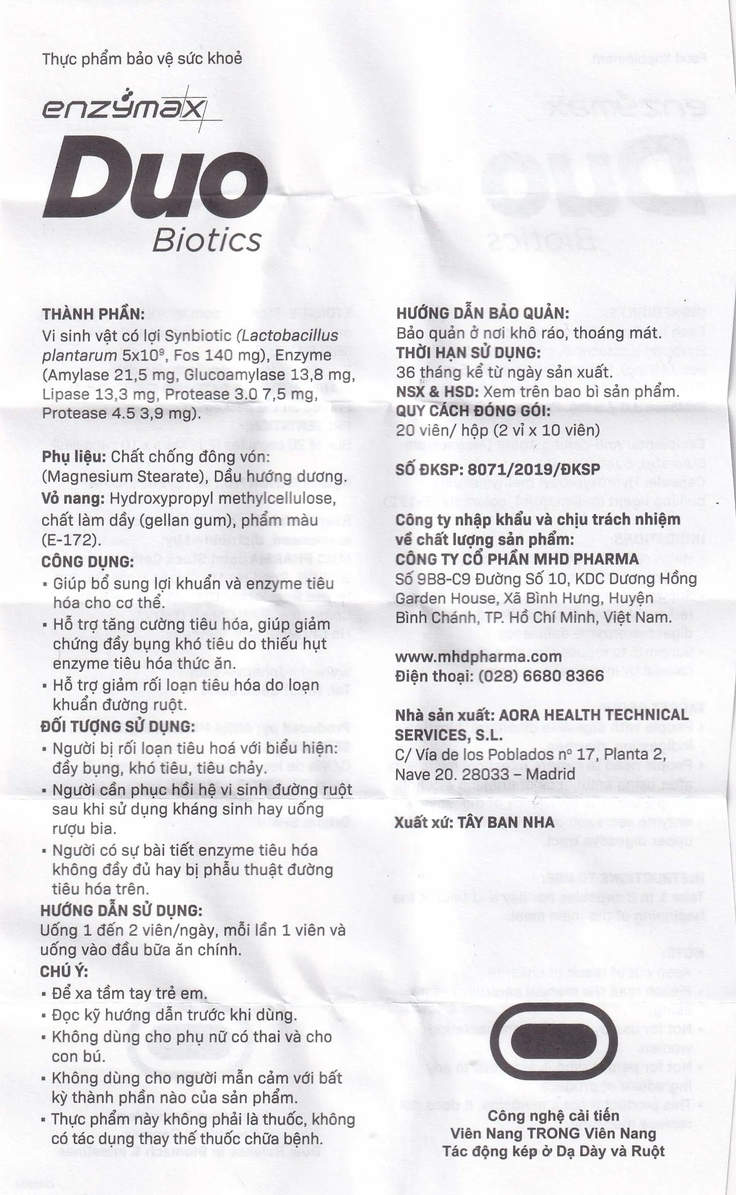 VIÊN UỐNG HỖ TRỢ TIÊU HÓA ENZYMAXDUO BIOTICS MHD 2X10 13