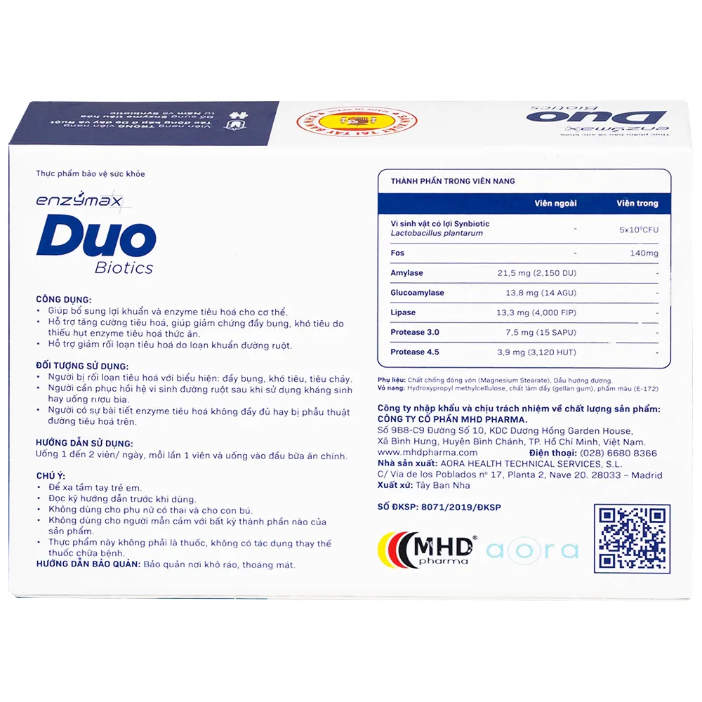 VIÊN UỐNG HỖ TRỢ TIÊU HÓA ENZYMAXDUO BIOTICS MHD 2X10 7