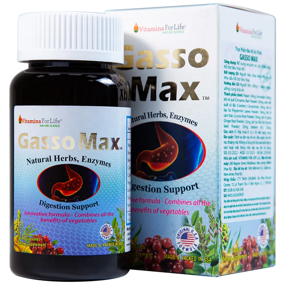 VIÊN UỐNG HỖ TRỢ TIÊU HÓA GASSOMAX VITAMINS FOR LIFE 30V