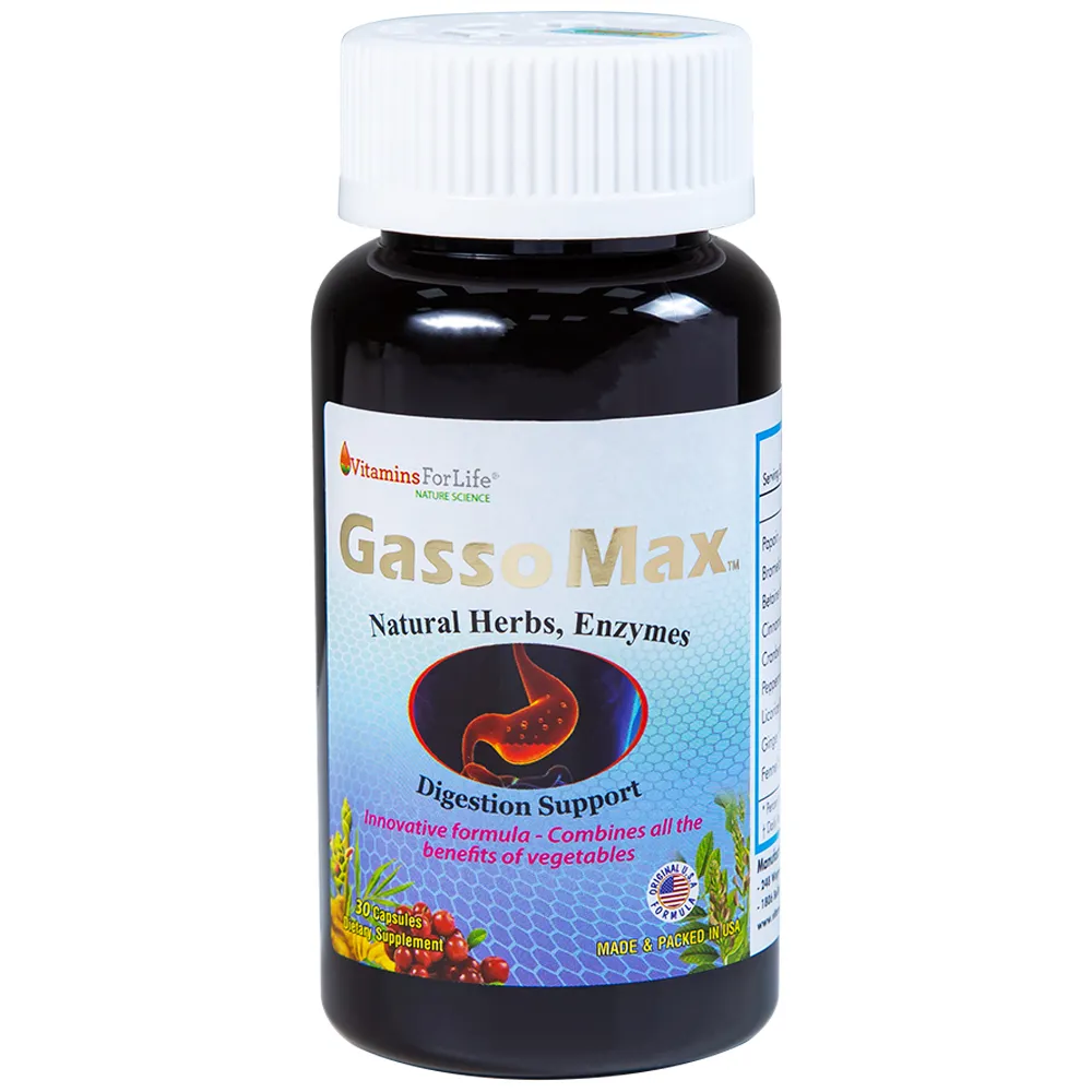 VIÊN UỐNG HỖ TRỢ TIÊU HÓA GASSOMAX VITAMINS FOR LIFE 30V 4