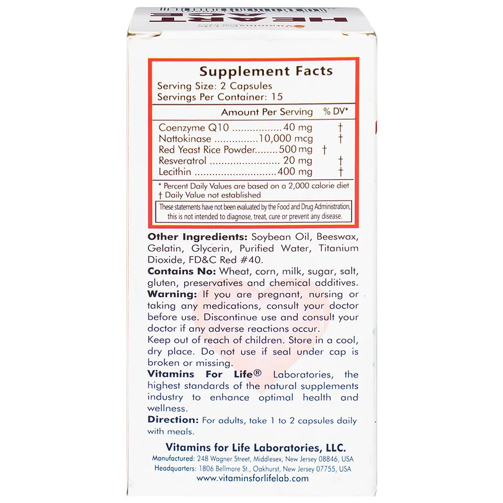 VIÊN UỐNG HỖ TRỢ TIM MẠCH HEART ACE SUPPORT VITAMINS FOR LIFE 30V 8