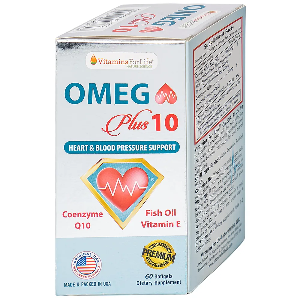 VIÊN UỐNG HỖ TRỢ TIM MẠCH OMEGA PLUS 10 VITAMINS FOR LIFE 60V 6