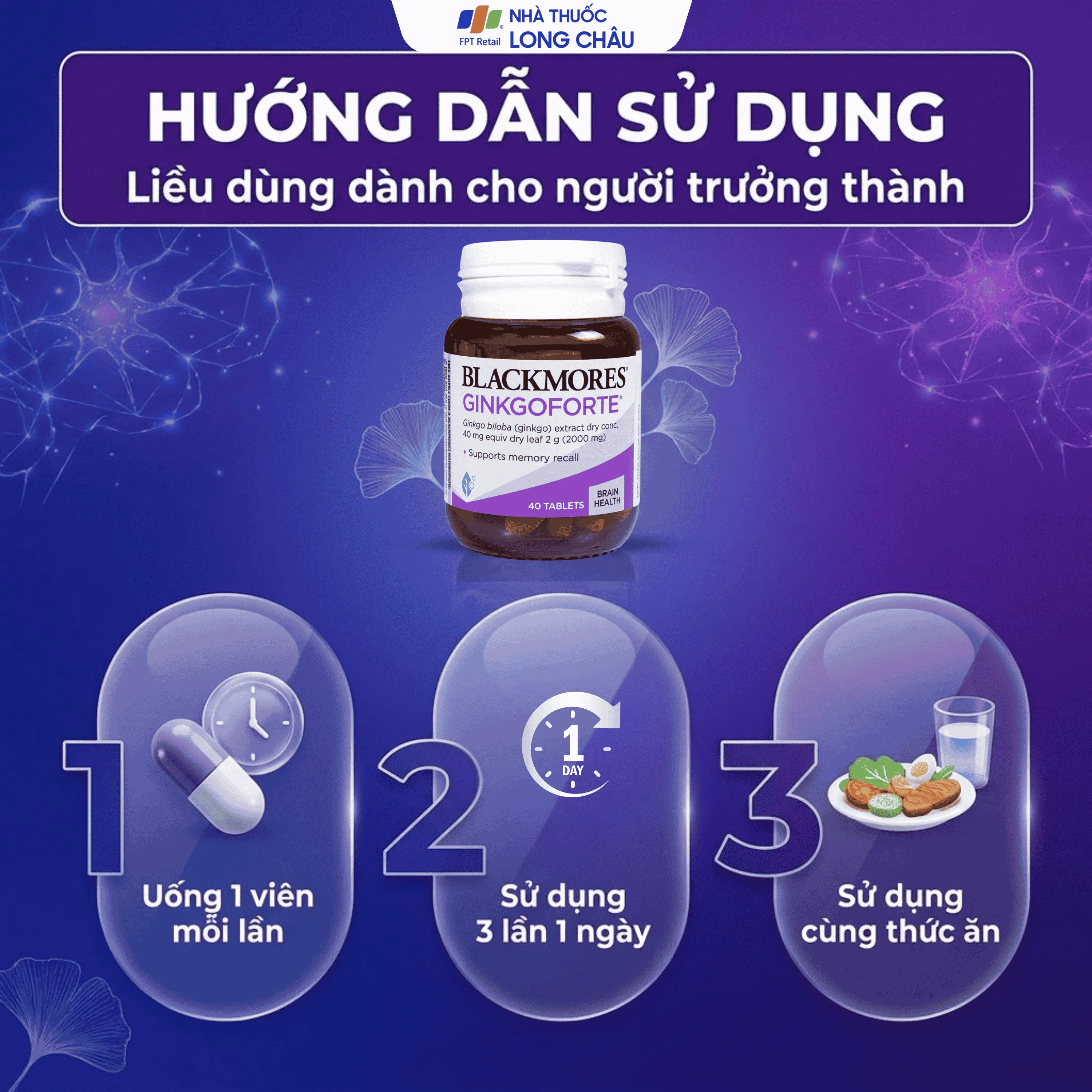 VIÊN UỐNG HỖ TRỢ TUẦN HOÀN MÁU NÃO BLACKMORES GINKGO FORTE 40V 4