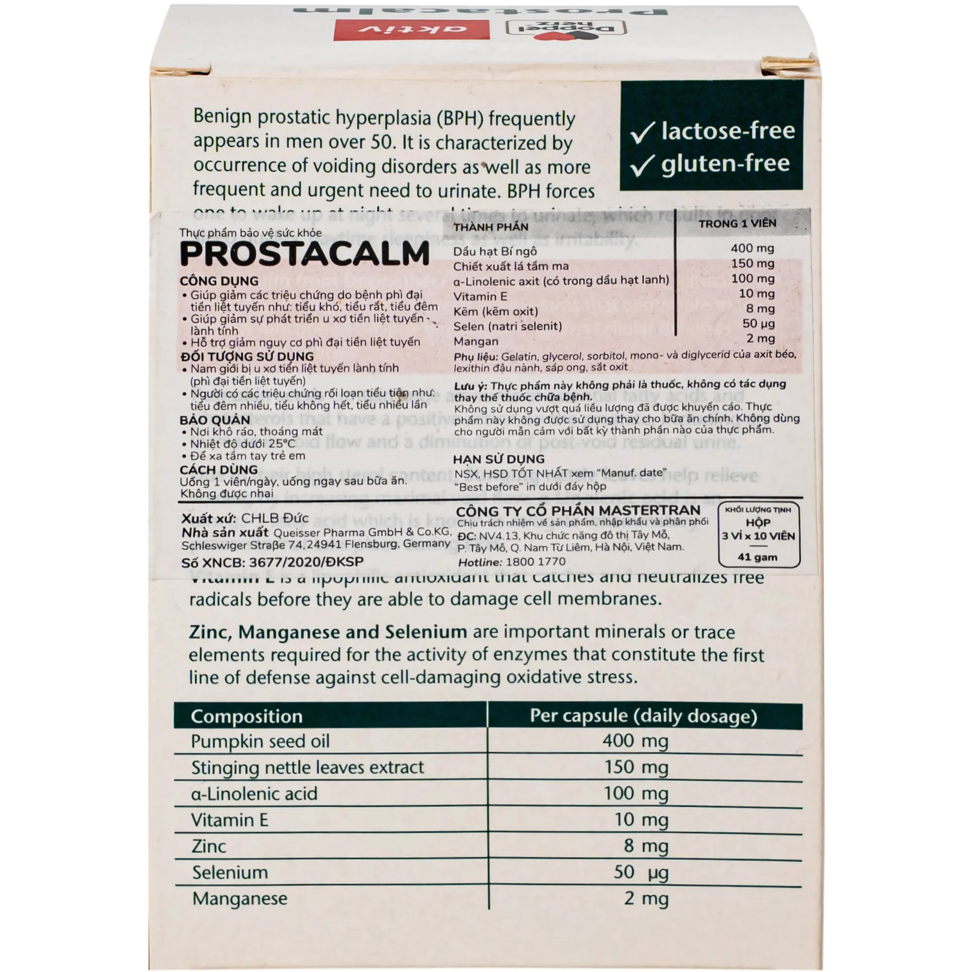 VIÊN UỐNG HỖ TRỢ TUYẾN TIỀN LIỆT DOPPELHERZ AKTIV PROSTACALM 3X10 3