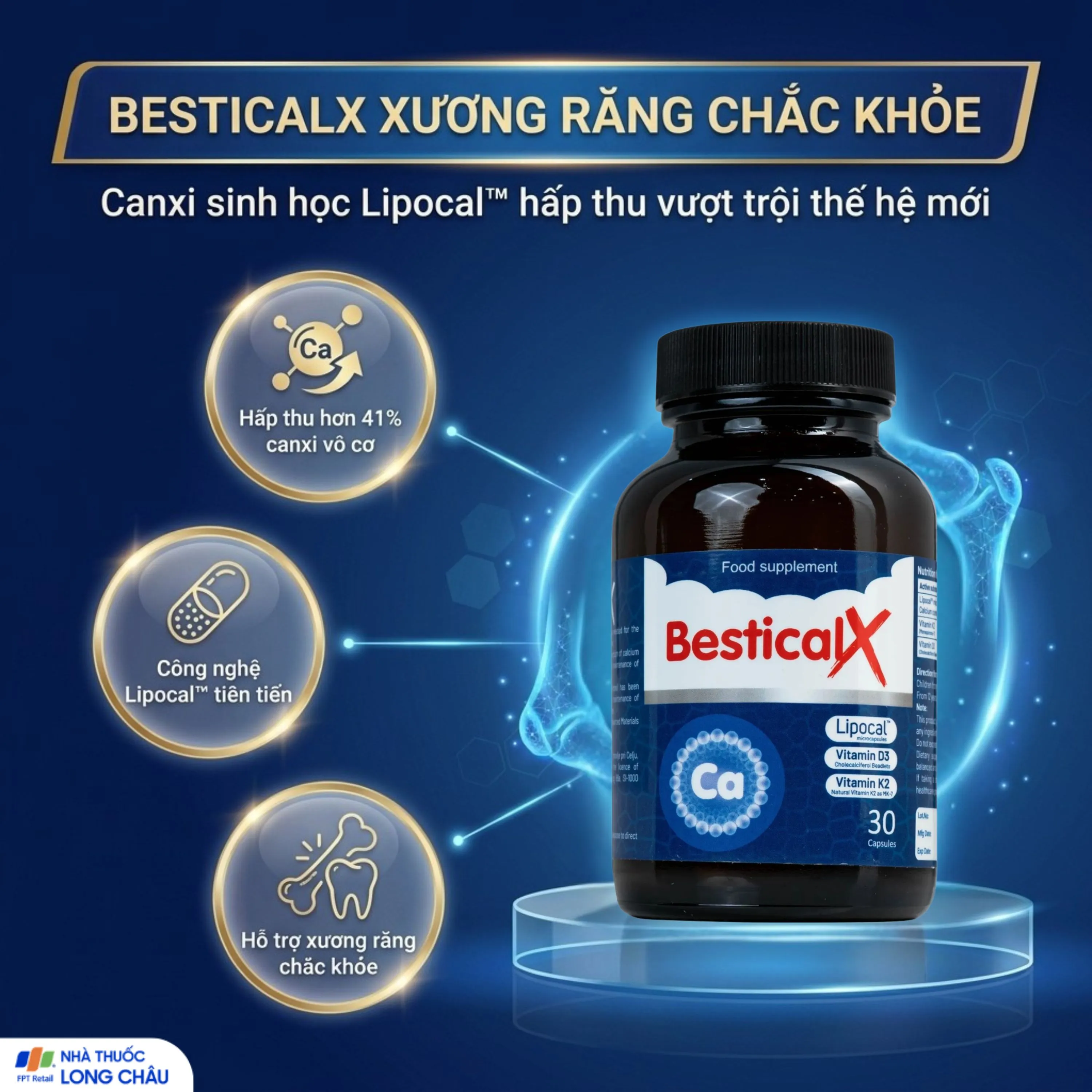 VIÊN UỐNG HỖ TRỢ XƯƠNG, RĂNG CHẮC KHỎE BESTICALX ERGOPHARM 30V 2