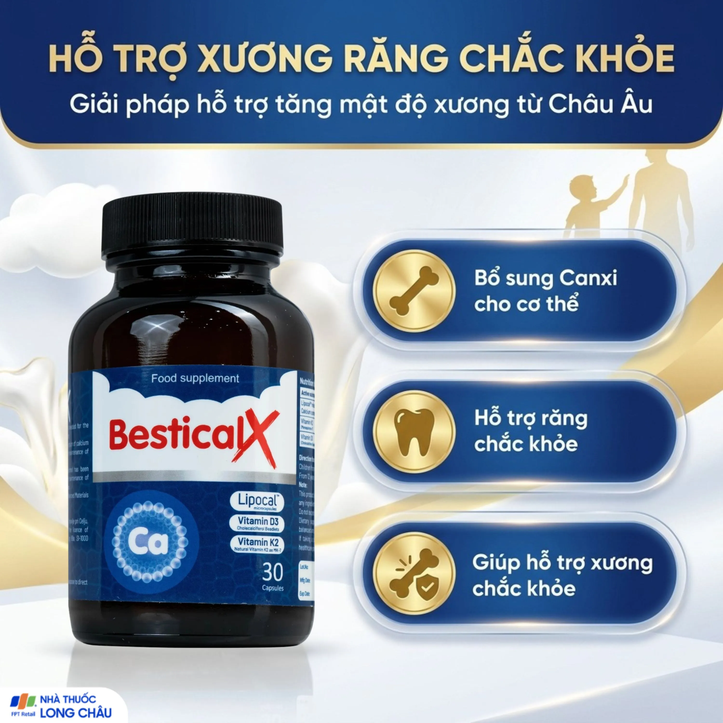 VIÊN UỐNG HỖ TRỢ XƯƠNG, RĂNG CHẮC KHỎE BESTICALX ERGOPHARM 30V 4