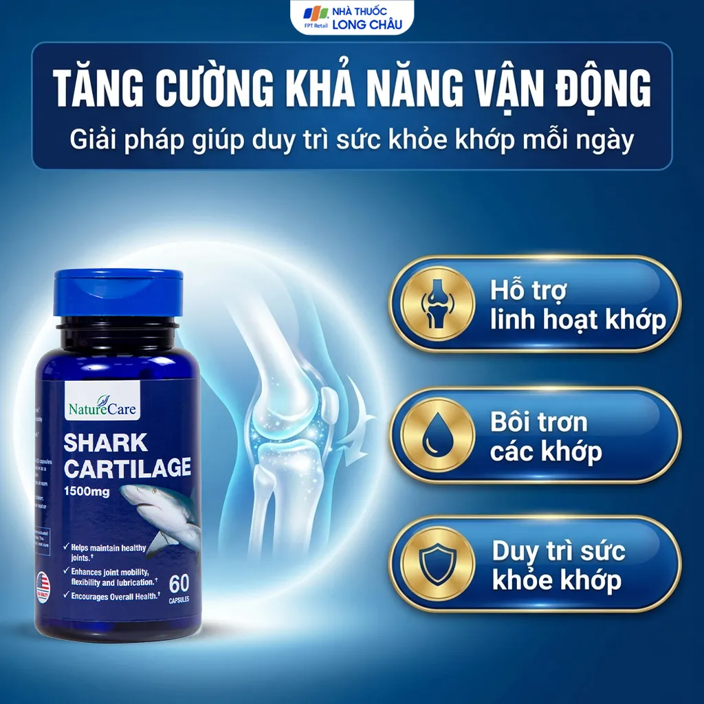 VIÊN UỐNG HỖ TRỢ XƯƠNG KHỚP SHARK CARTILAGE NATURE CARE 60V 4