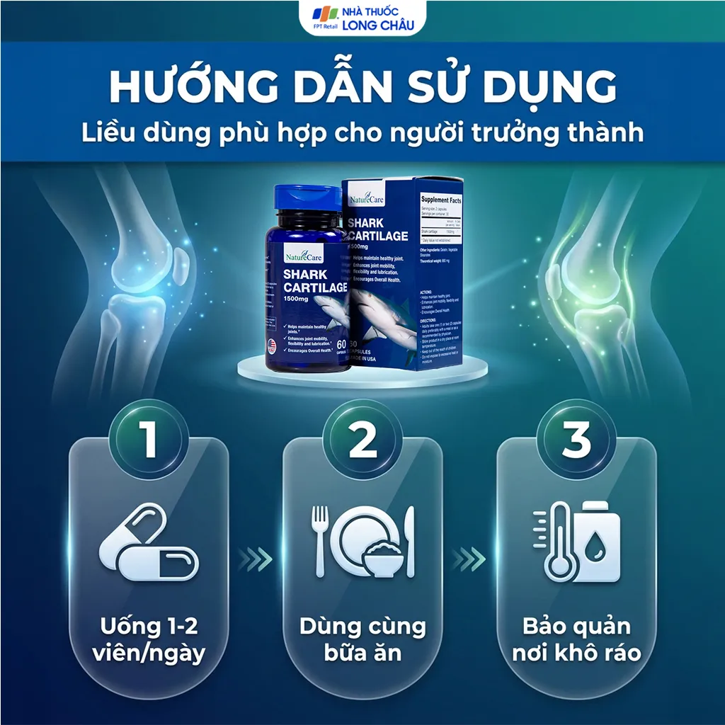 VIÊN UỐNG HỖ TRỢ XƯƠNG KHỚP SHARK CARTILAGE NATURE CARE 60V 5