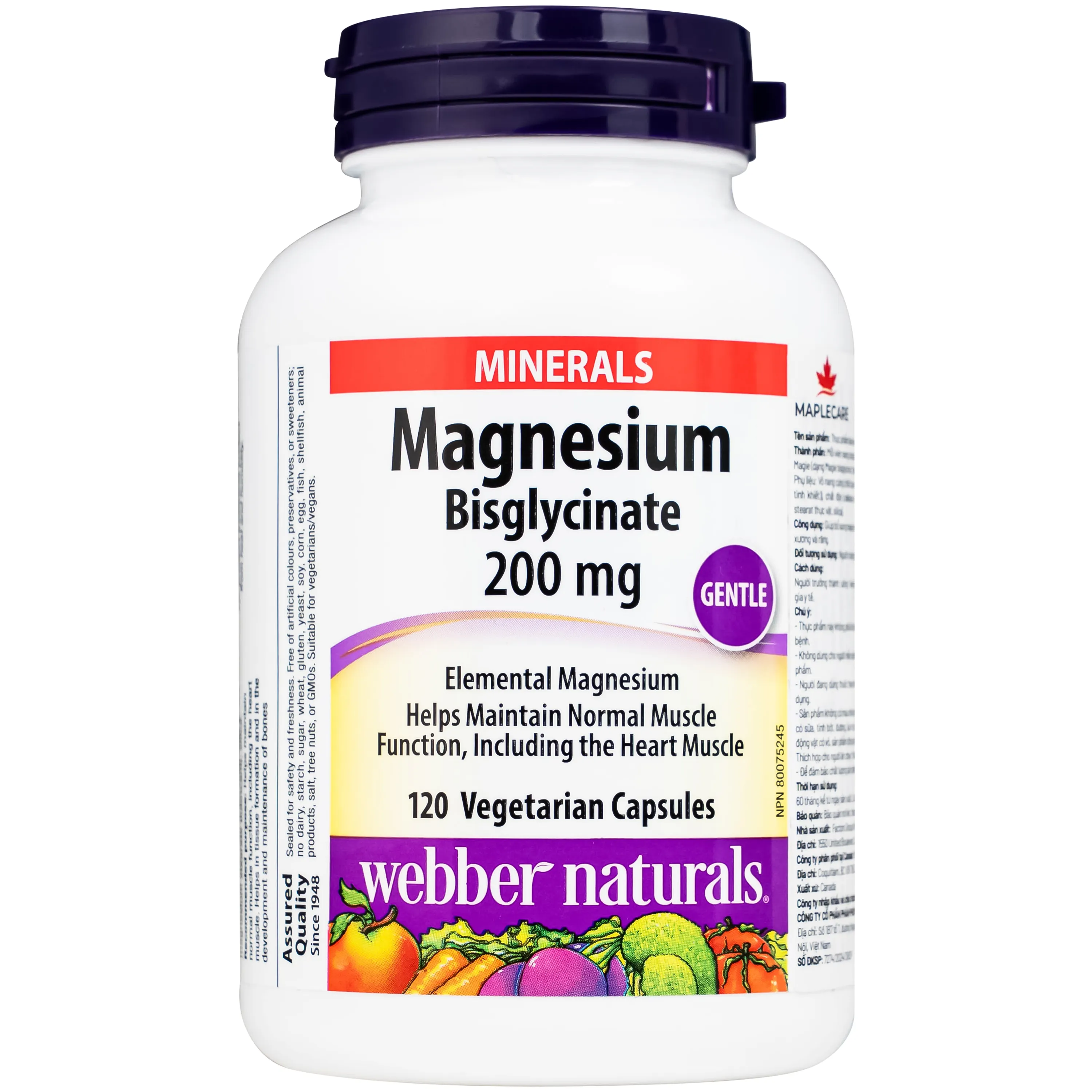 VIÊN UỐNG HỖ TRỢ XƯƠNG RĂNG CHẮC KHỎE MAGNESIUM BISGLYCINATE WEBBER NATURALS 120V