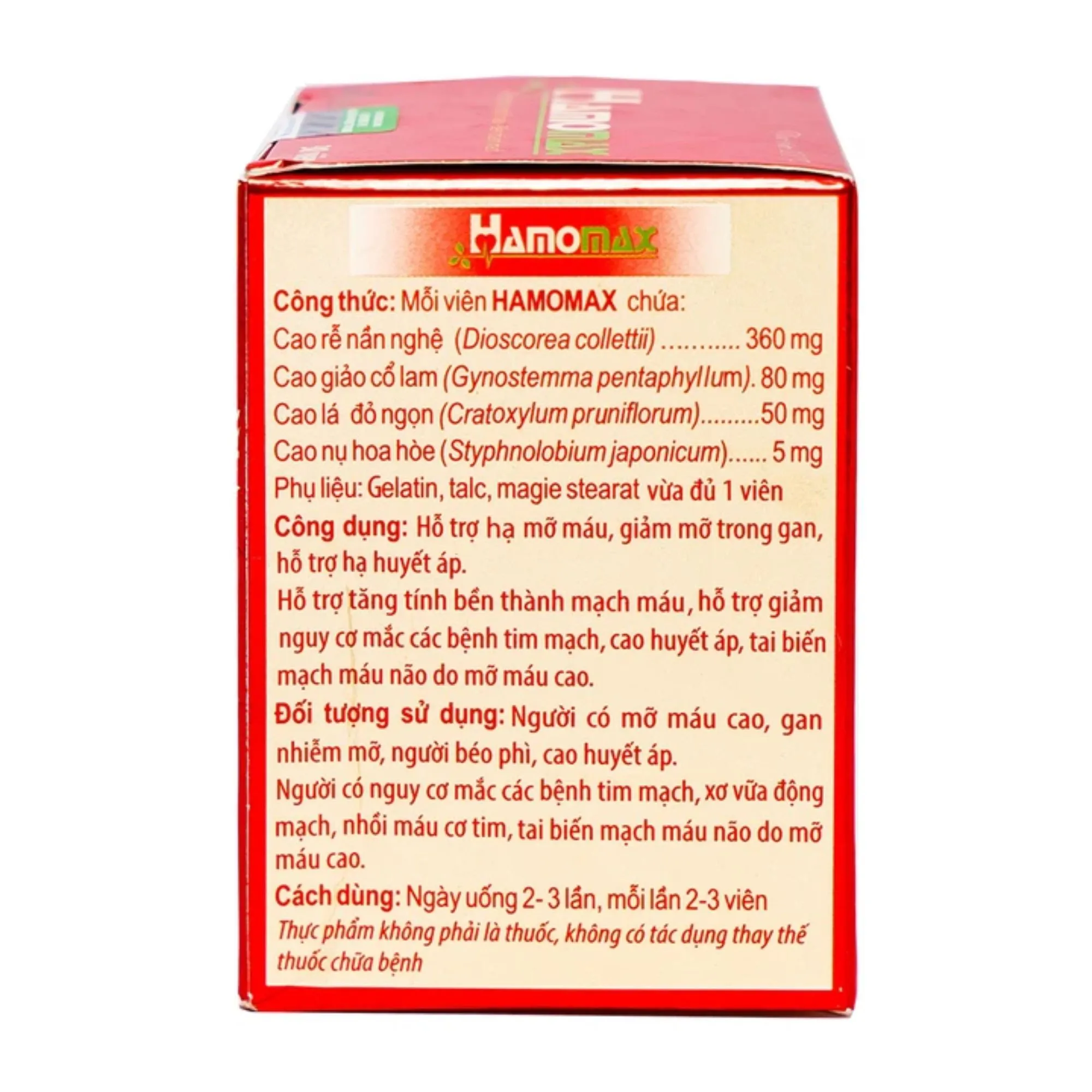 Viên uống Hamomax - Hỗ trợ hạ mỡ máu, bền thành mạch (30 viên) 6