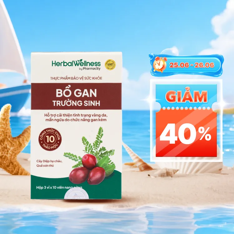 Viên uống Herbal Wellness Bổ Gan Trường Sinh hỗ trợ cải thiện chức năng gan (Hộp 30 viên)