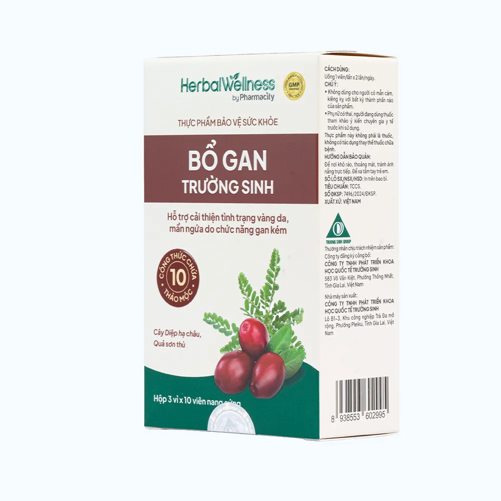 Viên uống Herbal Wellness Bổ Gan Trường Sinh hỗ trợ cải thiện chức năng gan (Hộp 30 viên) 3