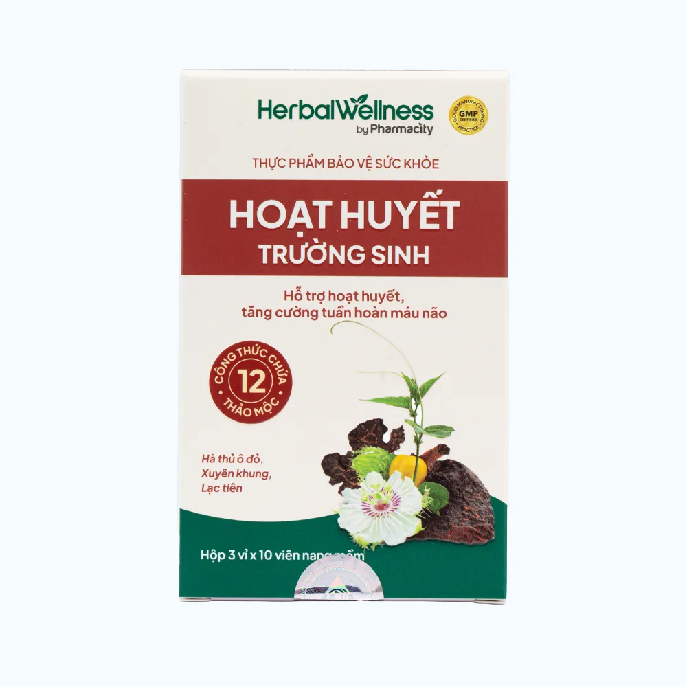 Viên uống Herbal Wellness Hoạt Huyết Trường Sinh hỗ trợ hoạt huyết, tuần hoàn máu não (Hộp 30 viên) 3