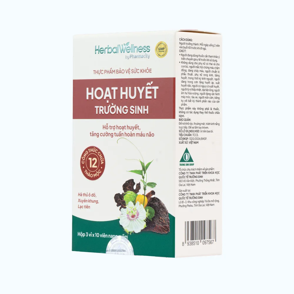 Viên uống Herbal Wellness Hoạt Huyết Trường Sinh hỗ trợ hoạt huyết, tuần hoàn máu não (Hộp 30 viên) 5