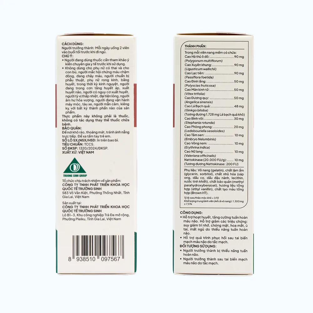 Viên uống Herbal Wellness Hoạt Huyết Trường Sinh hỗ trợ hoạt huyết, tuần hoàn máu não (Hộp 30 viên) 6