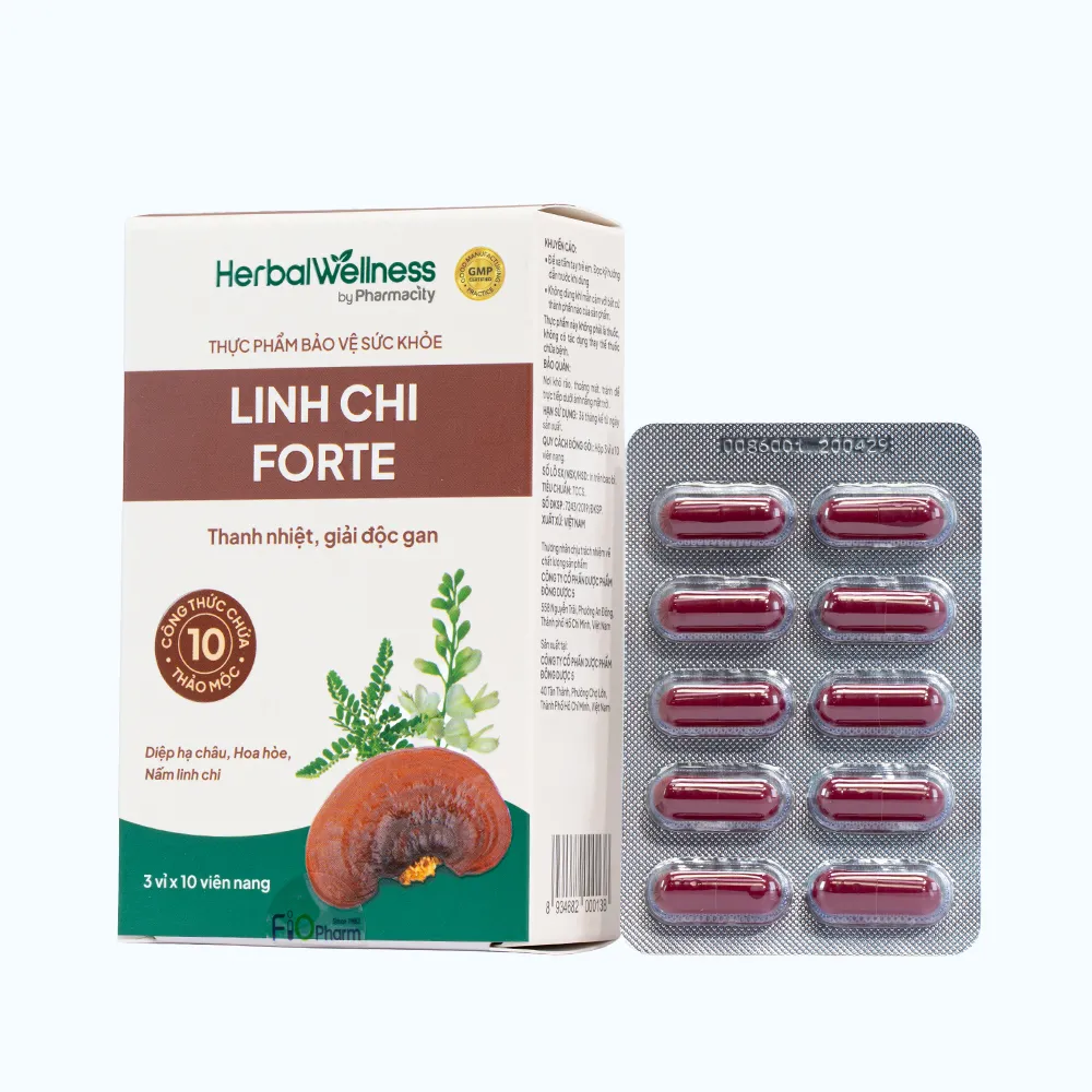Viên uống Herbal Wellness Linh Chi Forte hỗ trợ thanh nhiệt, tăng cường chức năng gan (Hộp 30 viên) 2