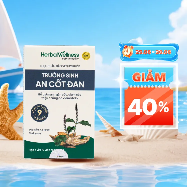 Viên uống Herbal Wellness Trường Sinh An Cốt Đan hỗ trợ giảm triệu chứng do viêm khớp (Hộp 30 viên)