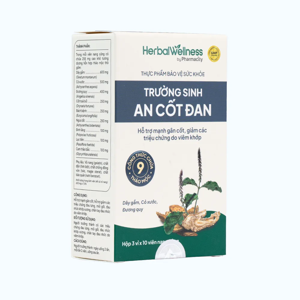 Viên uống Herbal Wellness Trường Sinh An Cốt Đan hỗ trợ giảm triệu chứng do viêm khớp (Hộp 30 viên) 4
