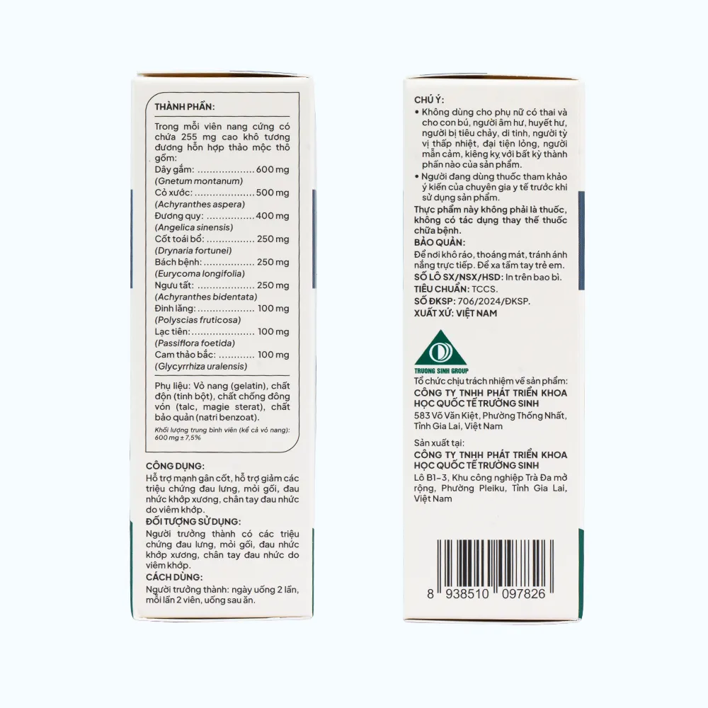 Viên uống Herbal Wellness Trường Sinh An Cốt Đan hỗ trợ giảm triệu chứng do viêm khớp (Hộp 30 viên) 6