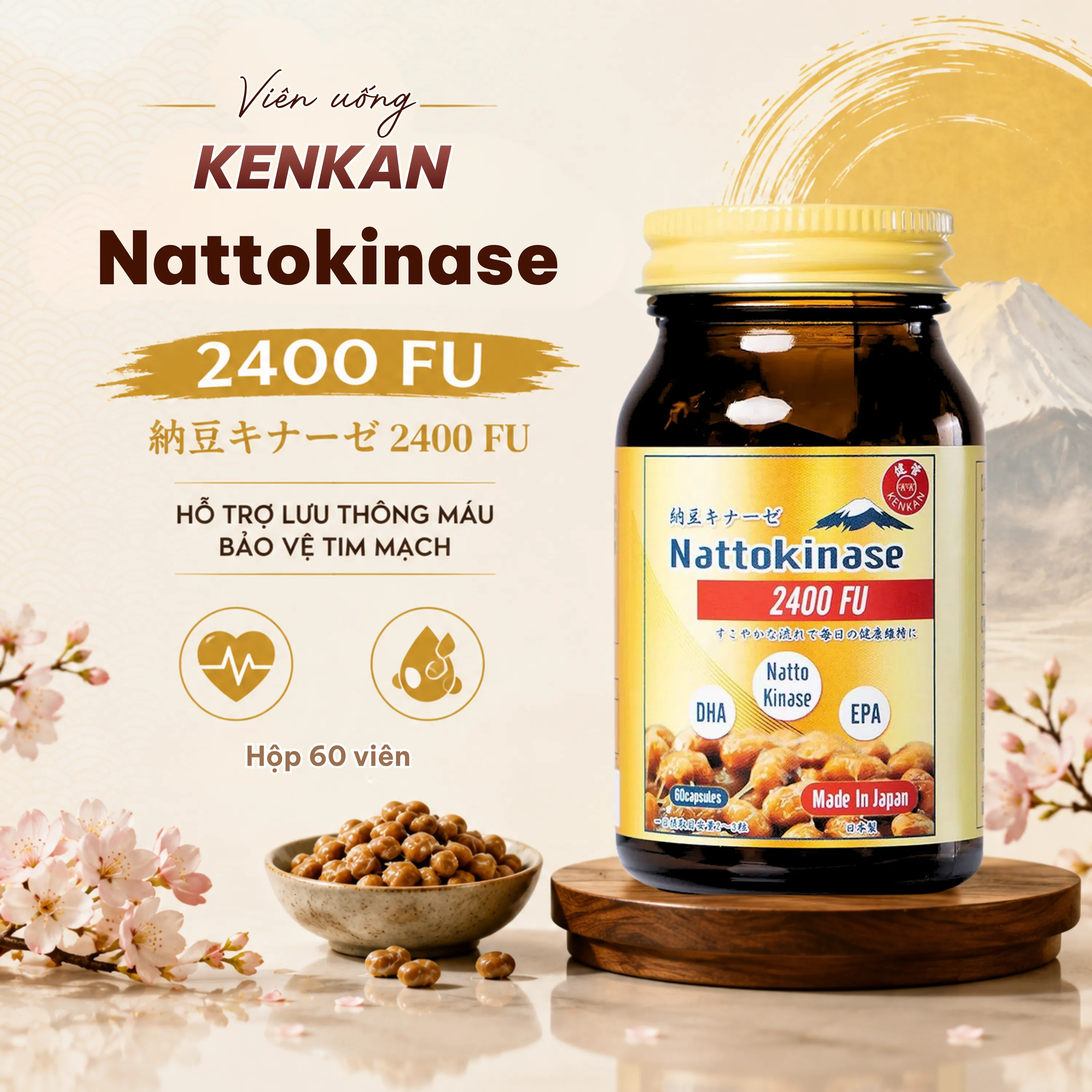 VIÊN UỐNG KENKAN NATTOKINASE 2400FU 60V 2